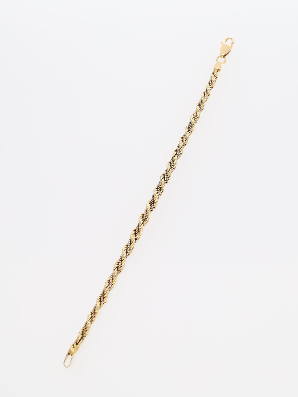 Bracciale in Oro Giallo e Bianco 18 kt - maglia fune intrecciata
