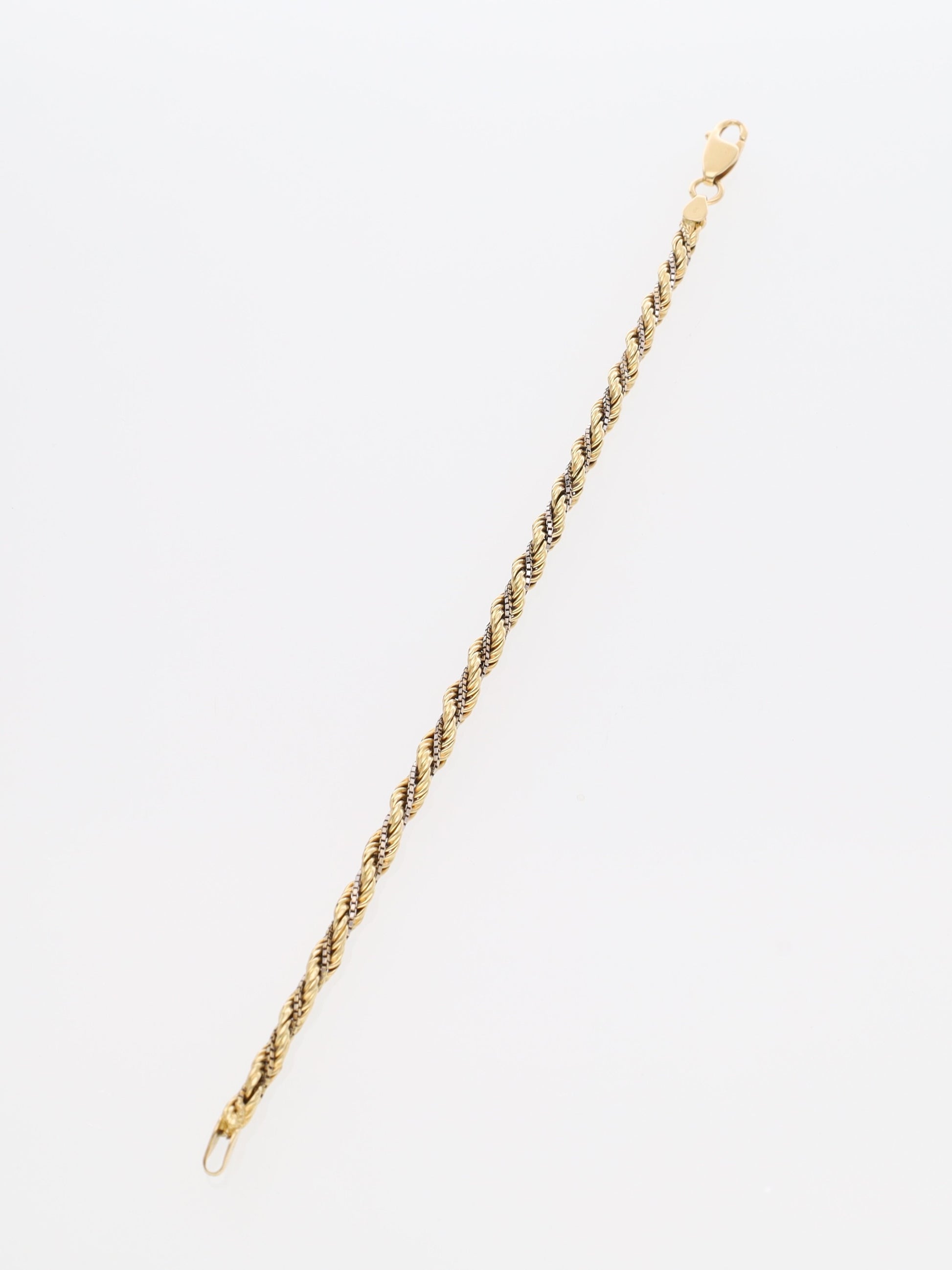 Bracciale in Oro Giallo e Bianco 18 kt - maglia fune intrecciata