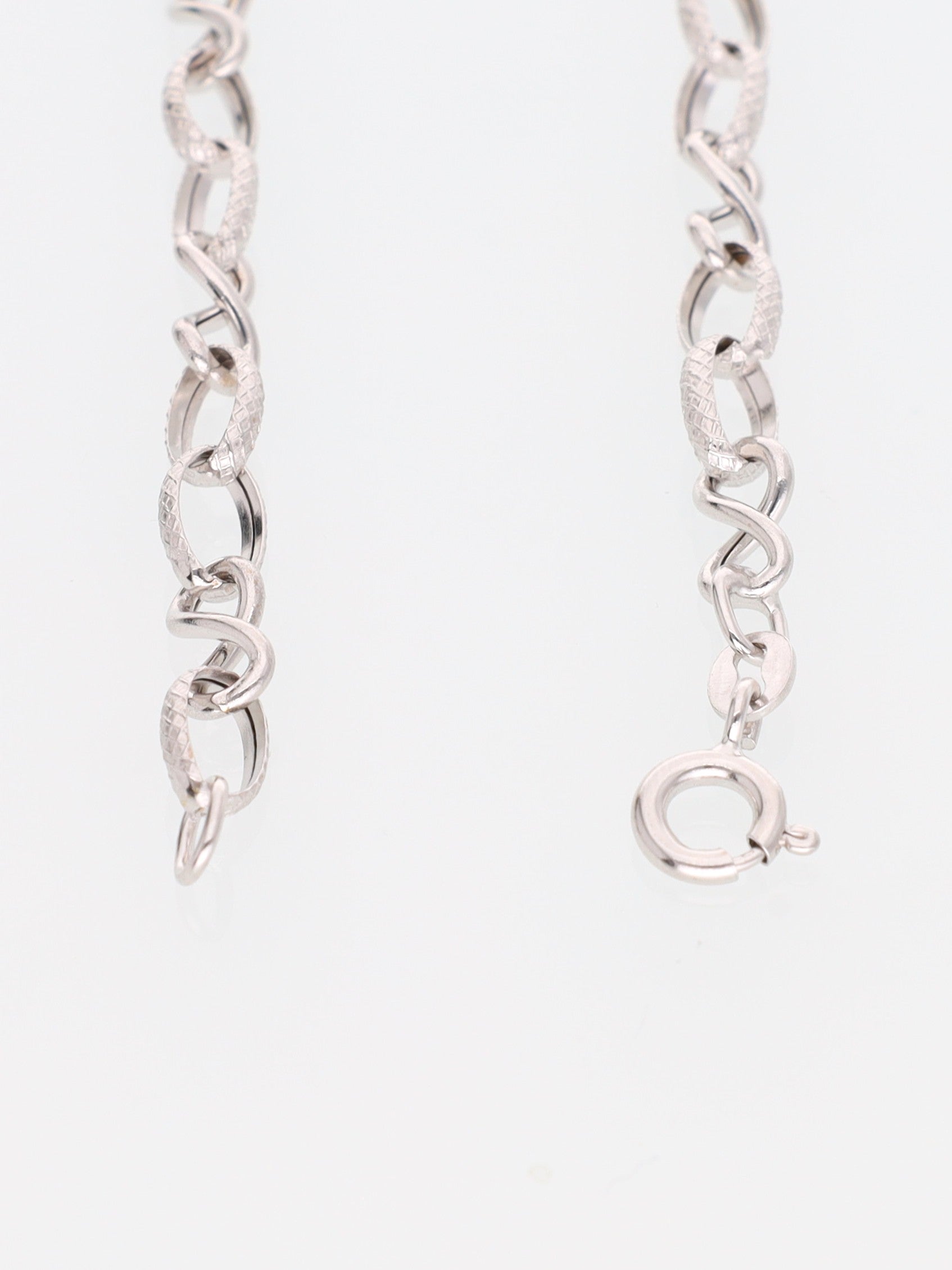 Bracciale in Oro Bianco 18 kt - maglie ovali alternate microincise