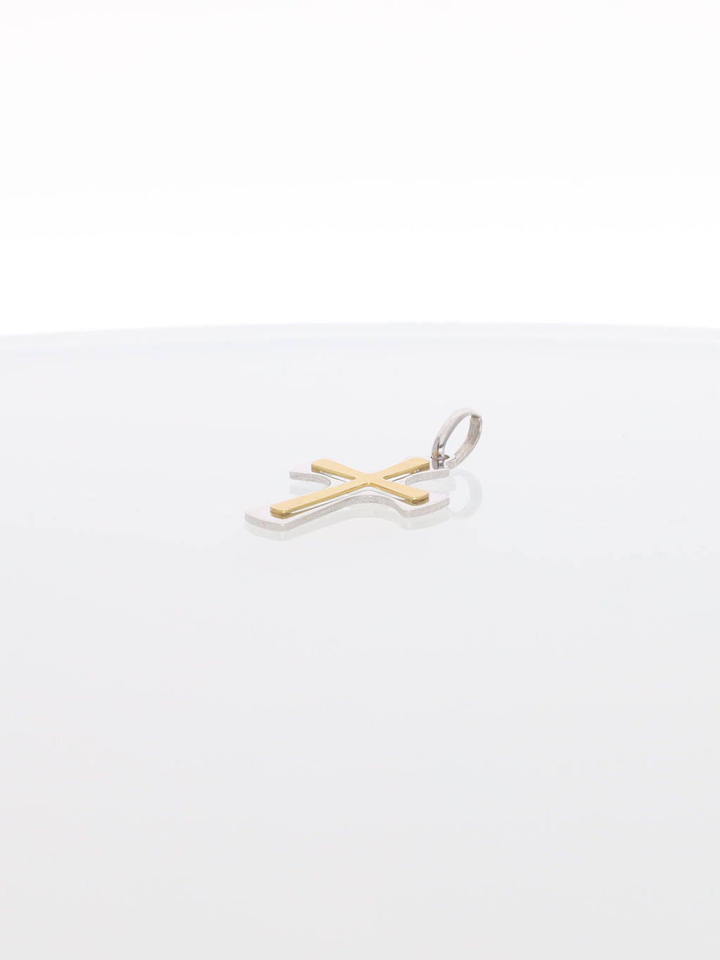 Ciondolo croce due ori 18kt - design moderno