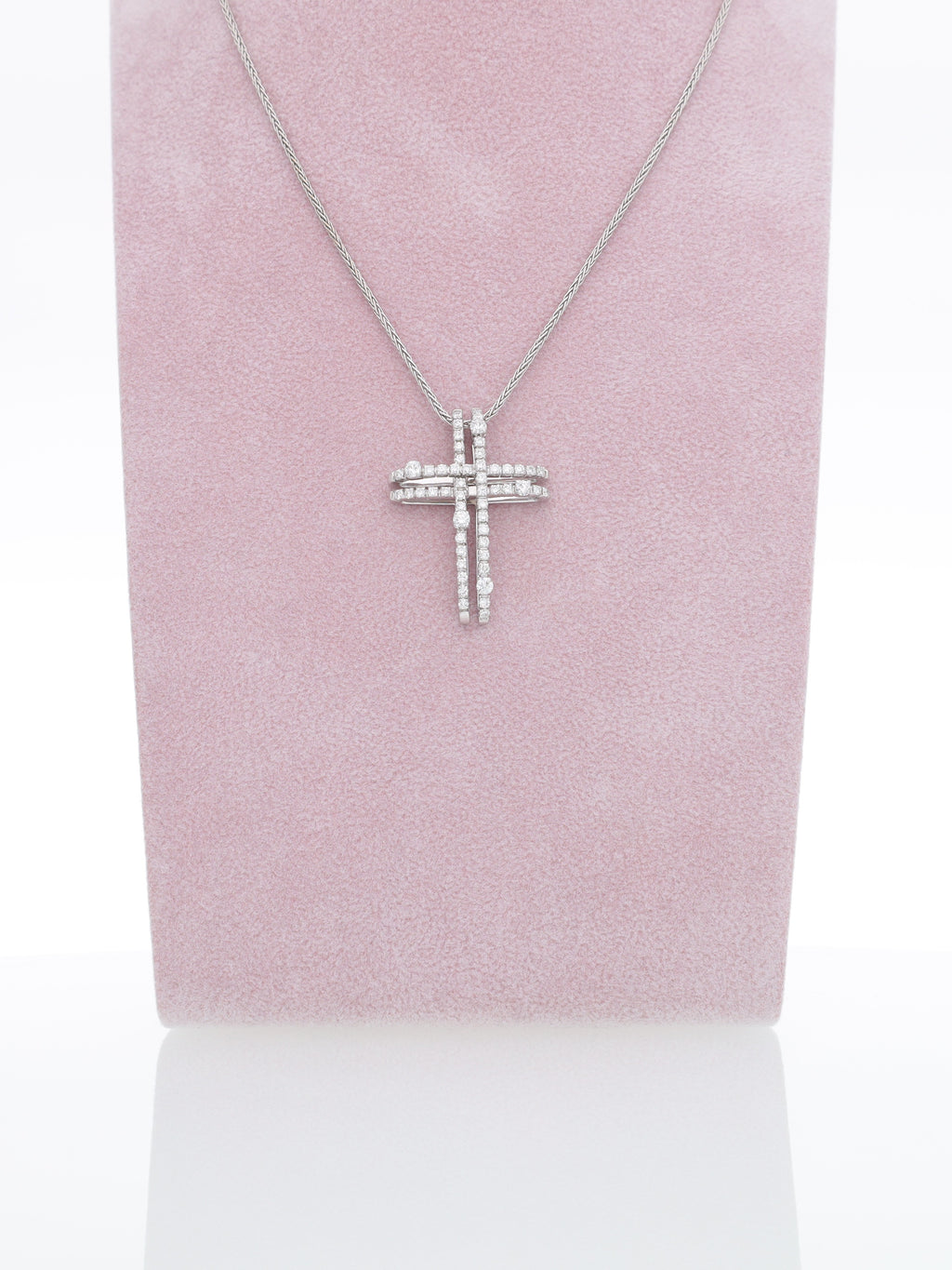 Catenina in oro bianco 18kt con ciondolo croce di Diamanti