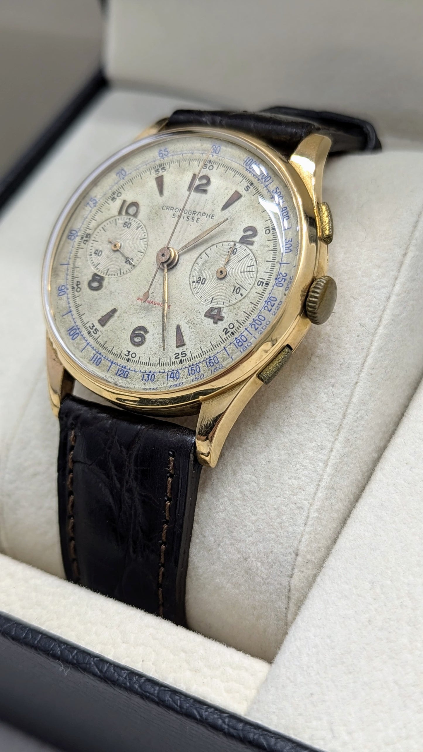 Chronographe Suisse Cie vintage oro giallo 18kt