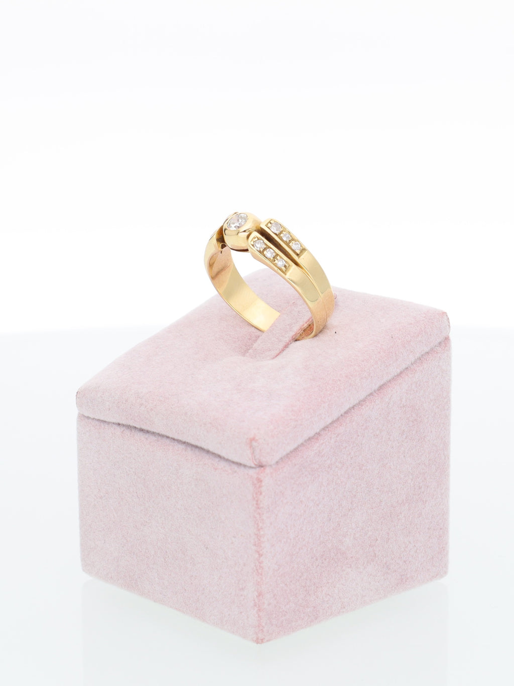 Anello Solitario in Oro Giallo 18 kt con diamanti