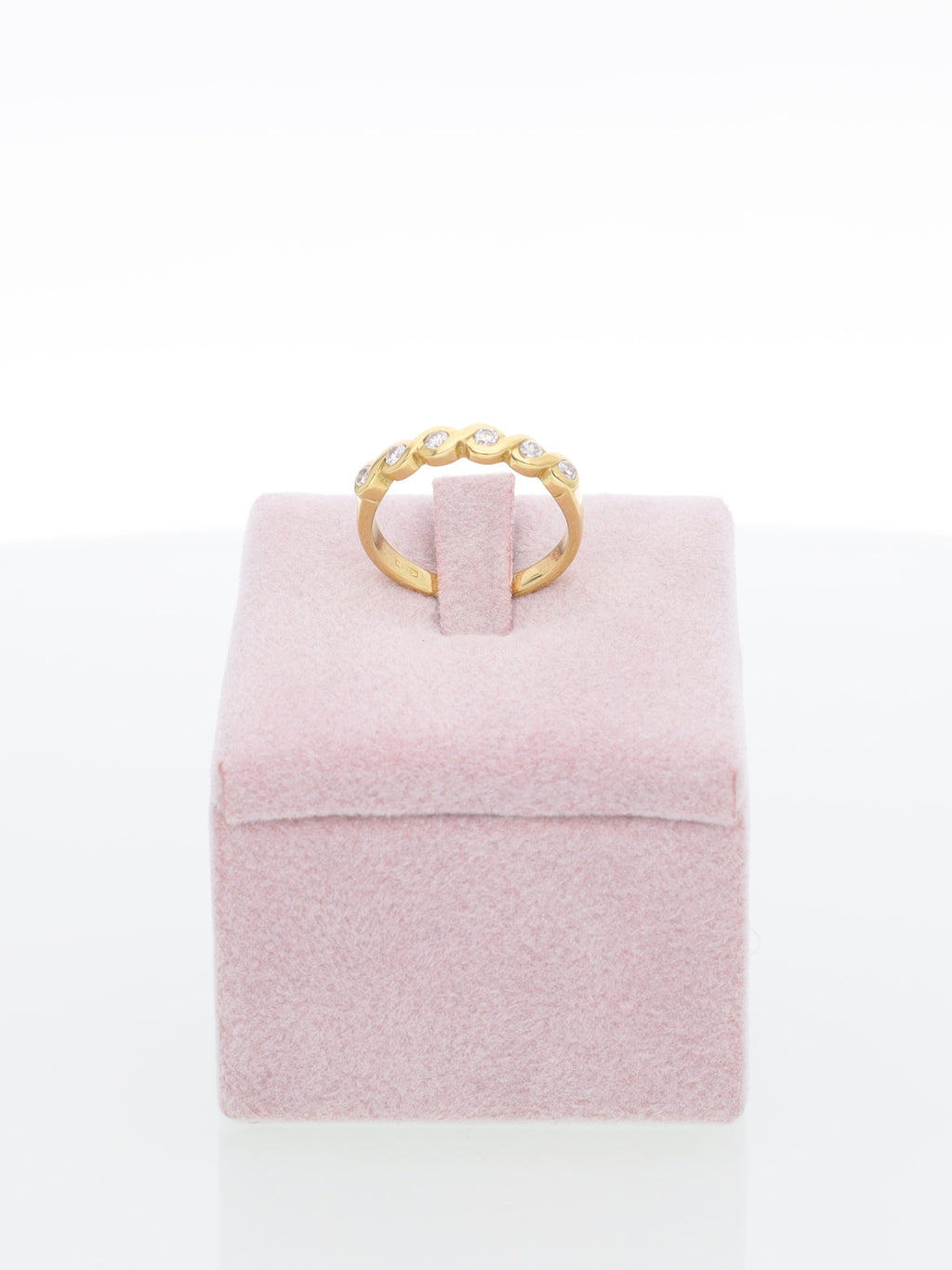 Anello veretta oro giallo con fascia intrecciata di Diamanti