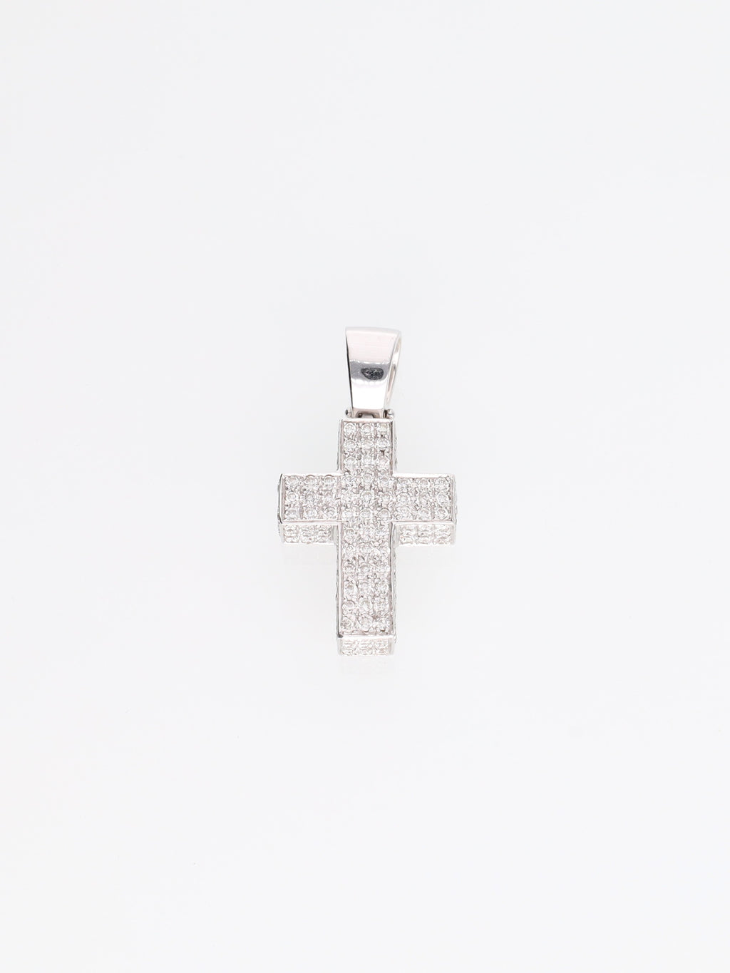 Ciondolo Croce in Oro Bianco 18kt con Brillanti