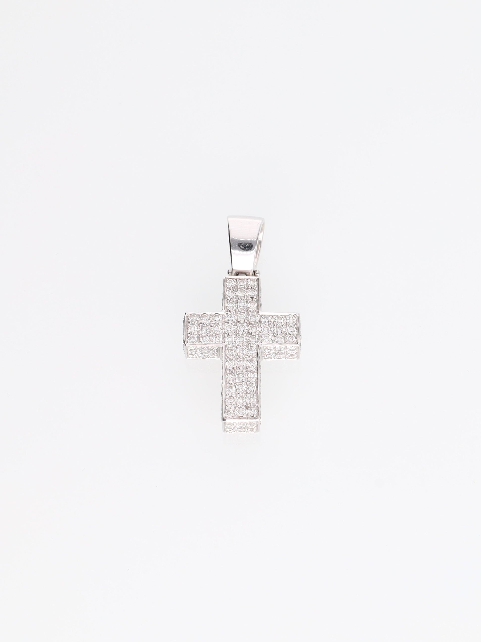Ciondolo Croce in Oro Bianco 18kt con Brillanti