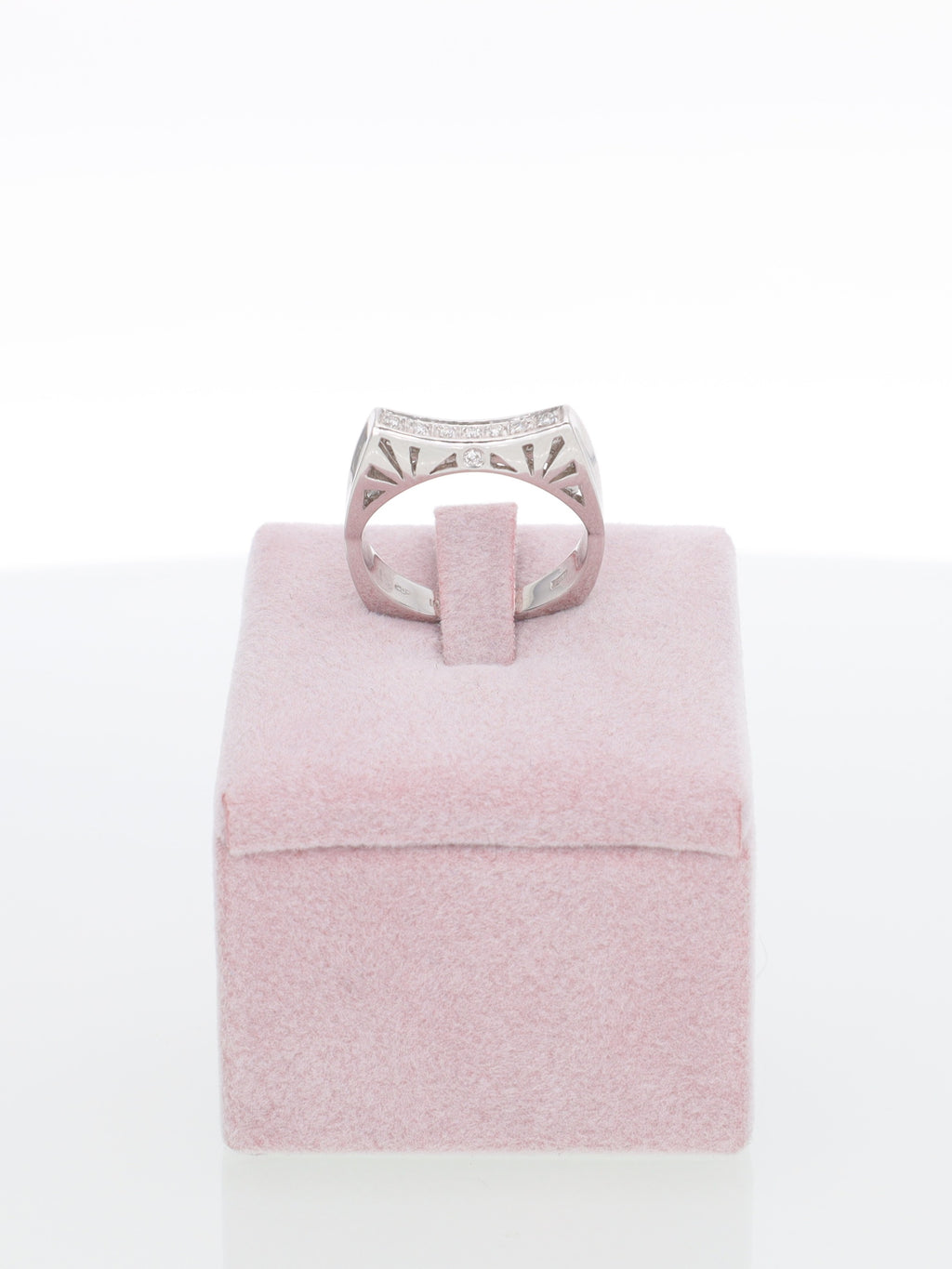 Anello Veretta in Oro Bianco 18 kt con Fantasia di Brillanti