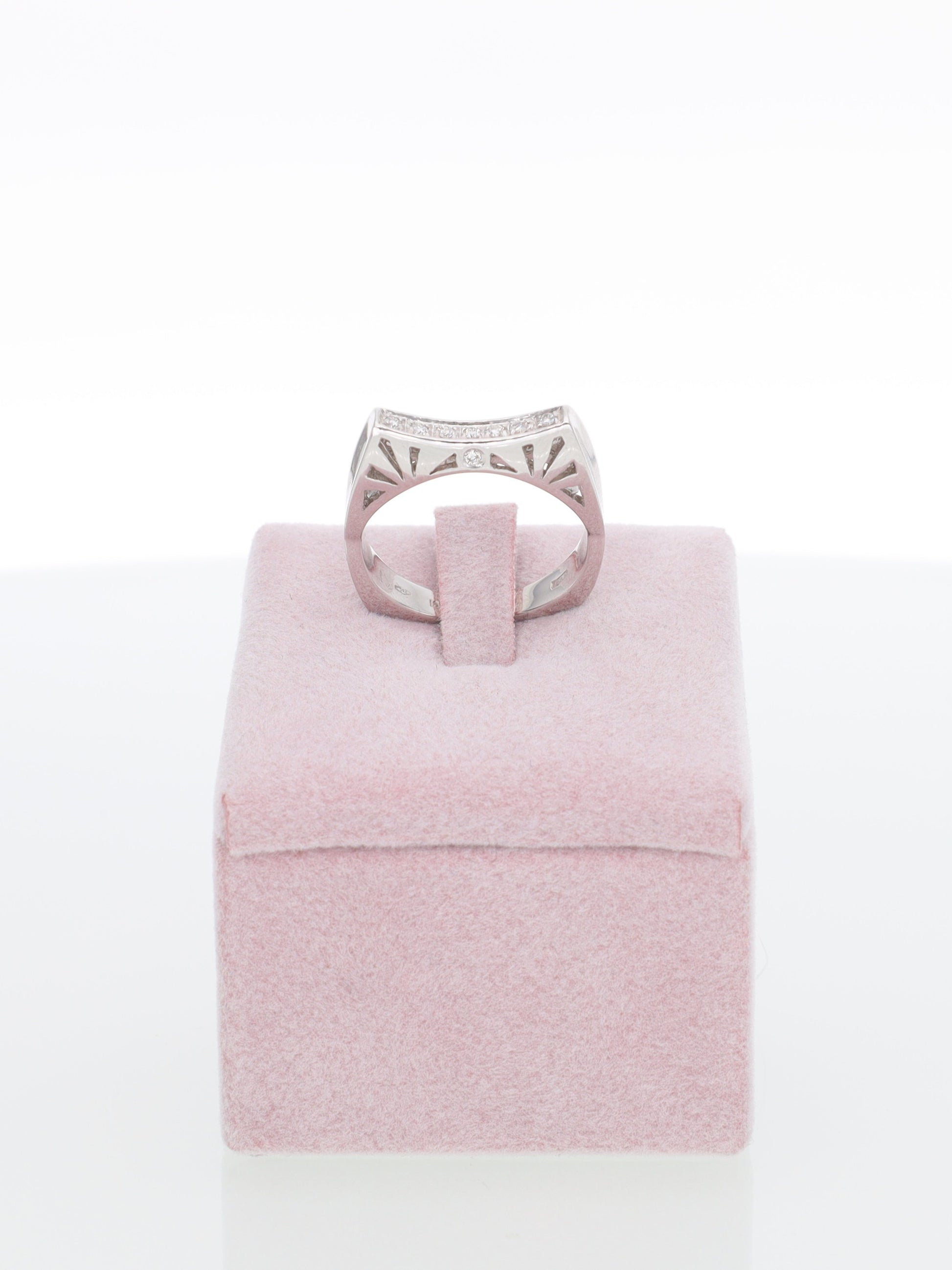 Anello Veretta in Oro Bianco 18 kt con Fantasia di Brillanti