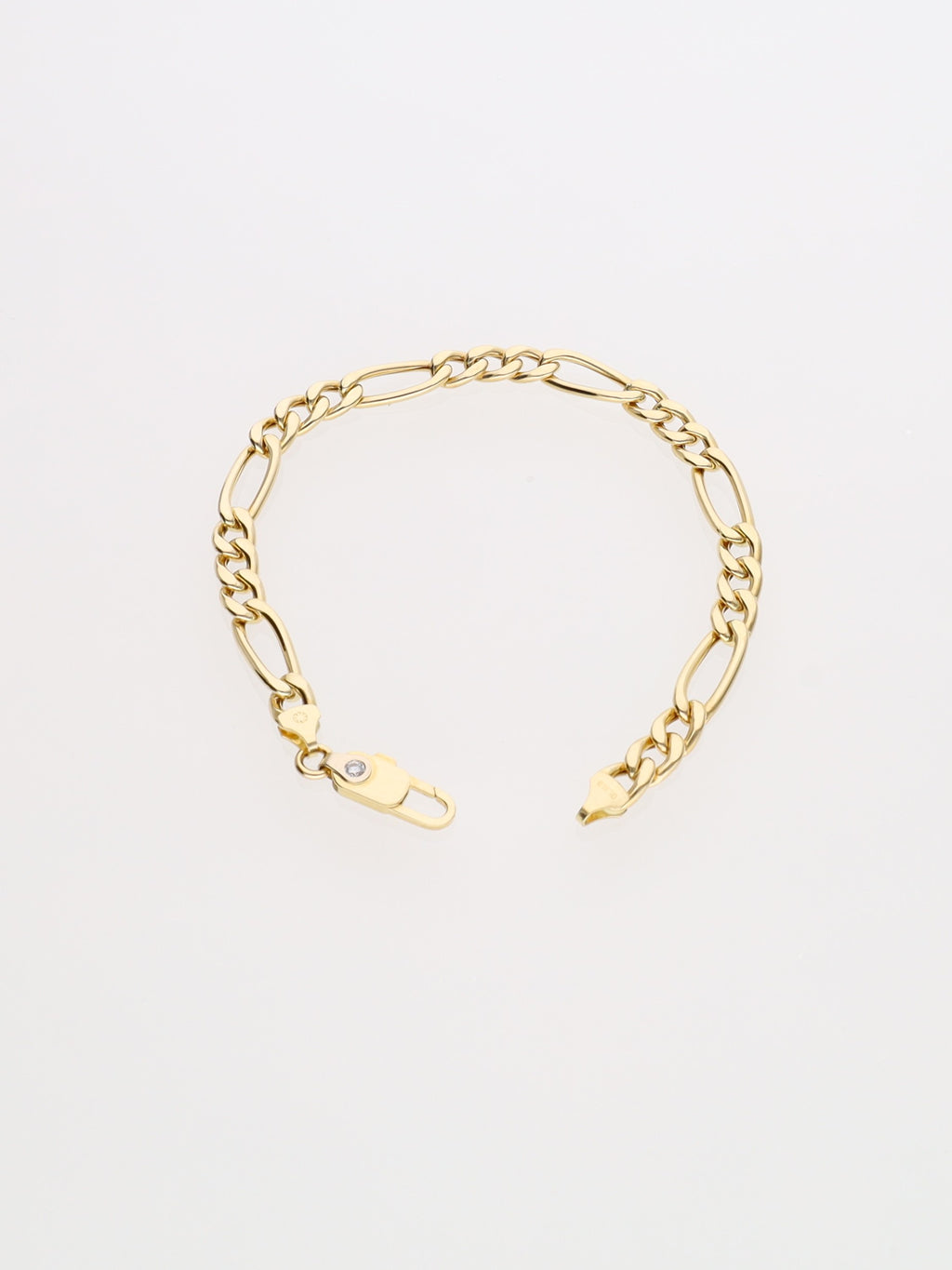 Bracciale in Oro Giallo 18 kt - Maglia Figaro 3+1 con zircone