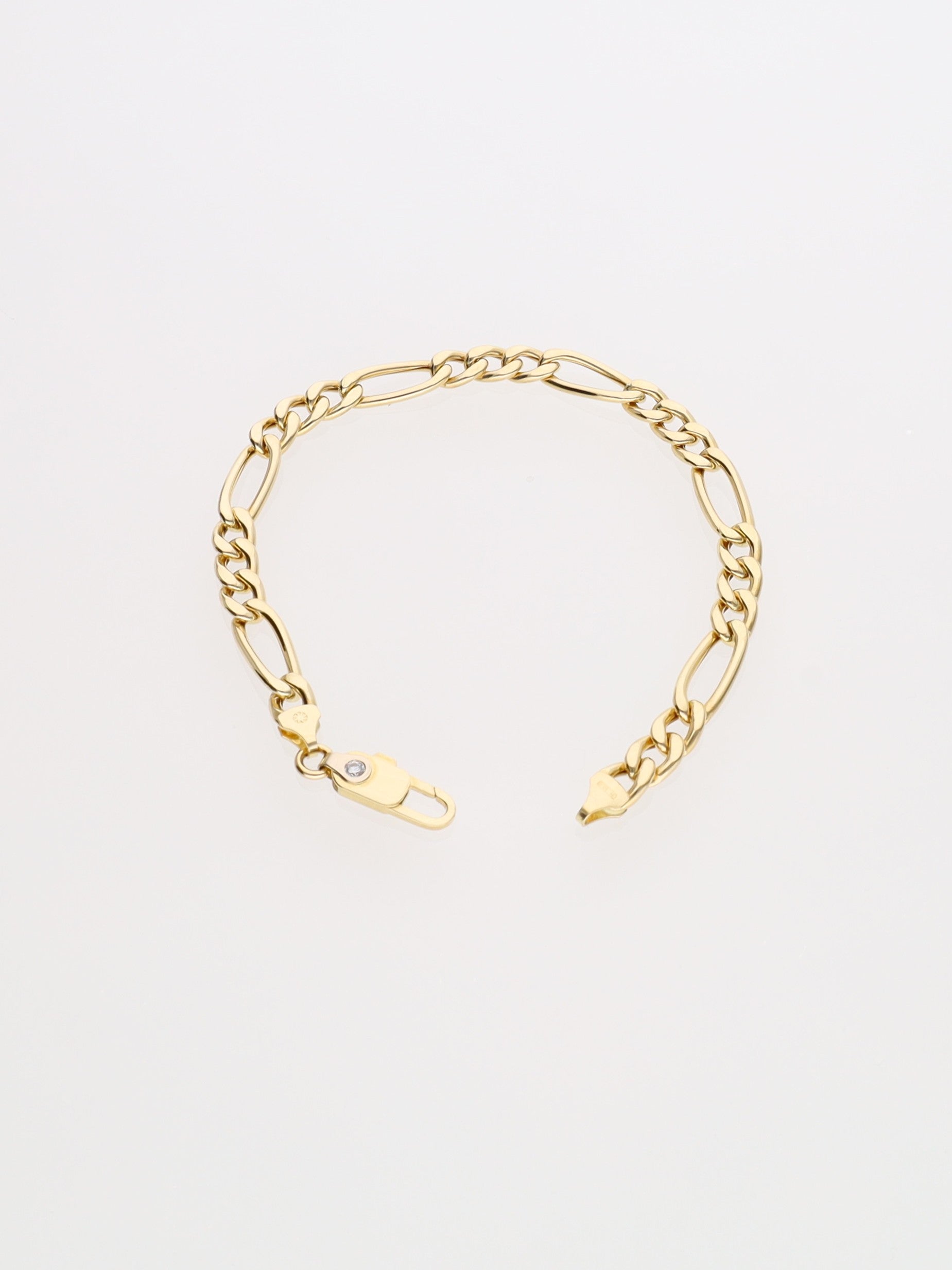 Bracciale in Oro Giallo 18 kt - Maglia Figaro 3+1 con zircone