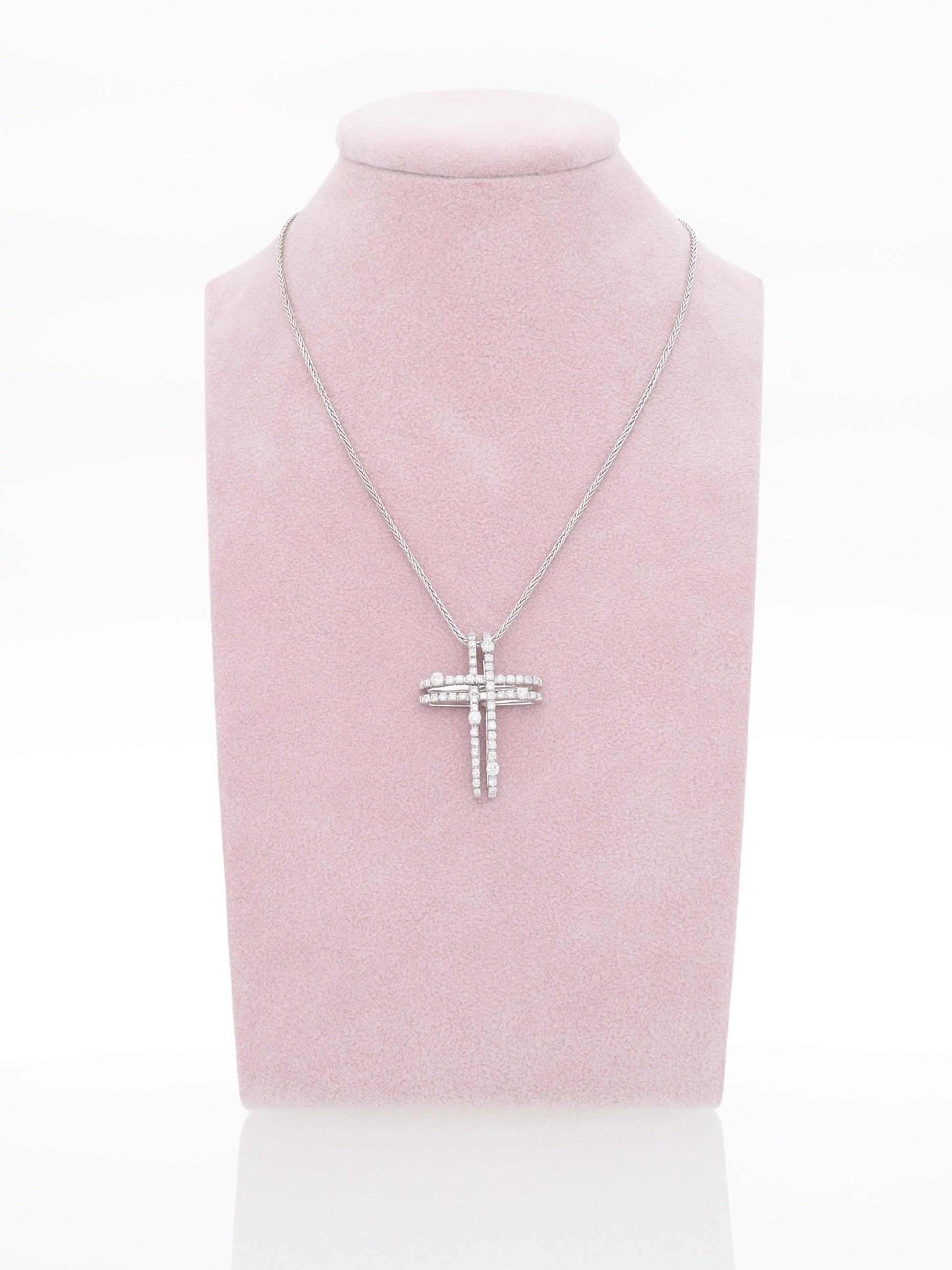 Catenina in oro bianco 18kt con ciondolo croce di Diamanti