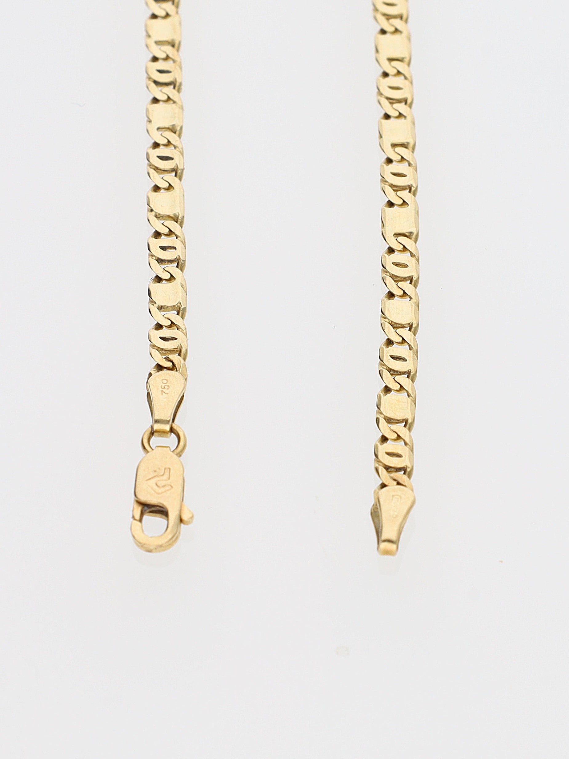 Bracciale in Oro Giallo 18 kt - Maglia occhio Tigre e piastrine