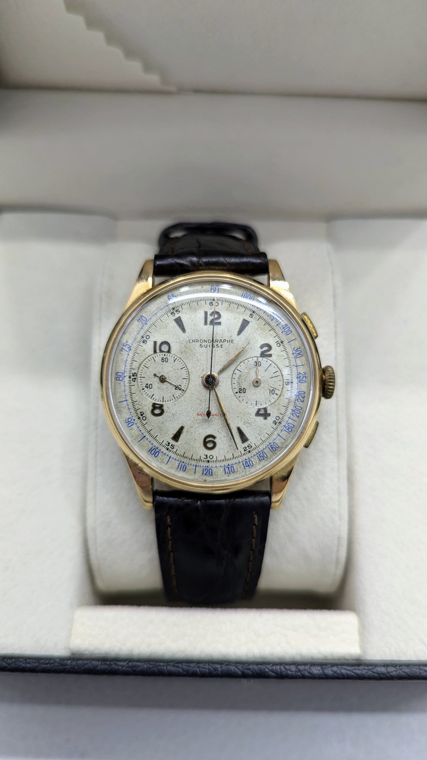 Chronographe Suisse Cie vintage oro giallo 18kt