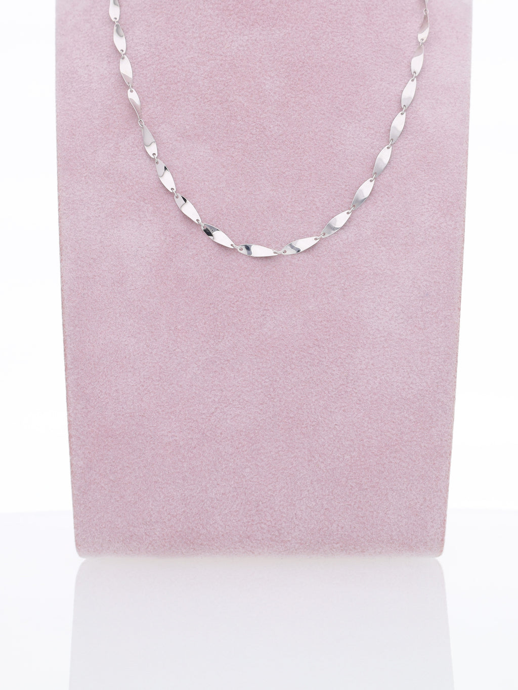 Catenina oro bianco 18kt - maglie foglie ondulate