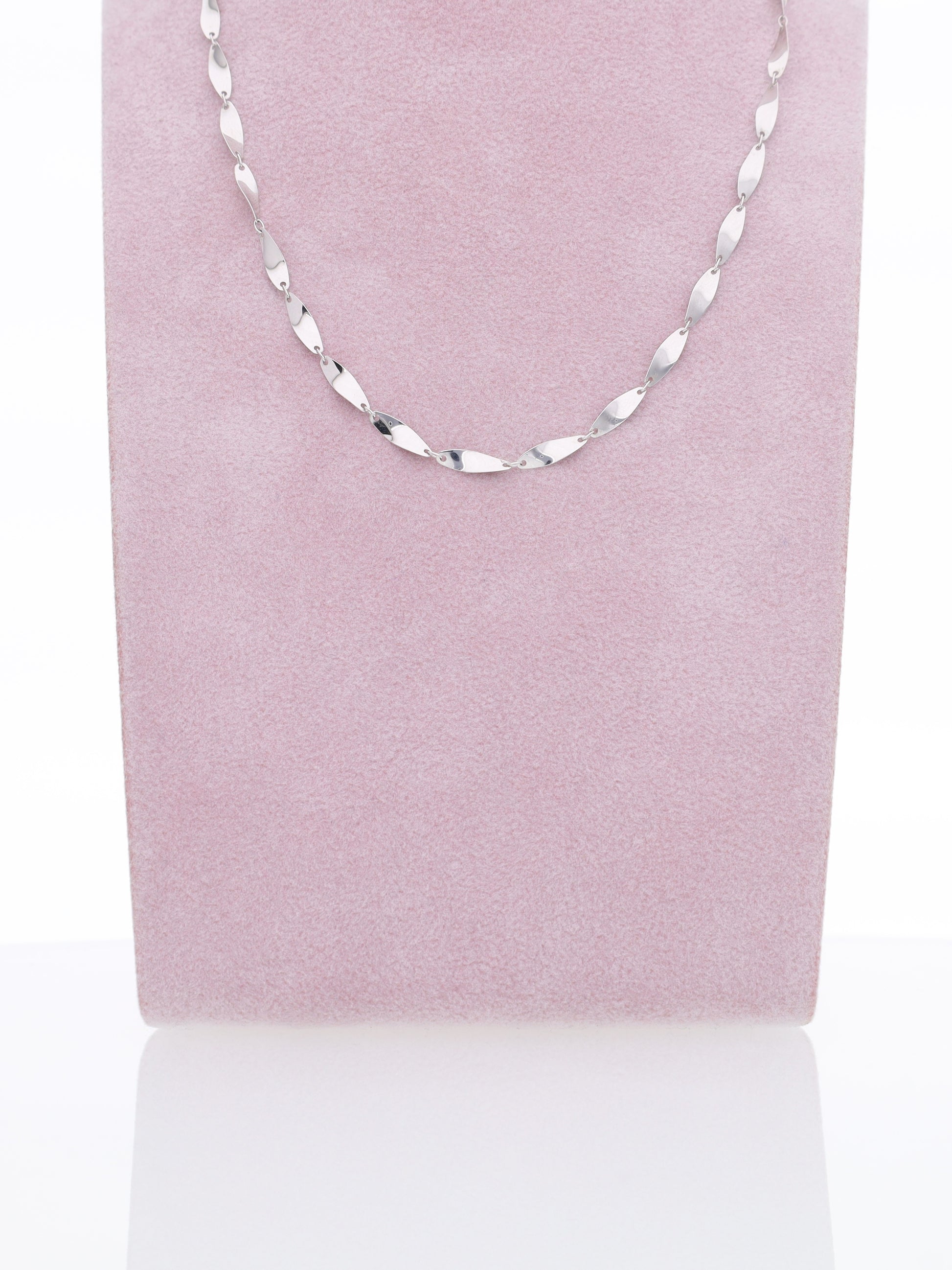 Catenina oro bianco 18kt - maglie foglie ondulate