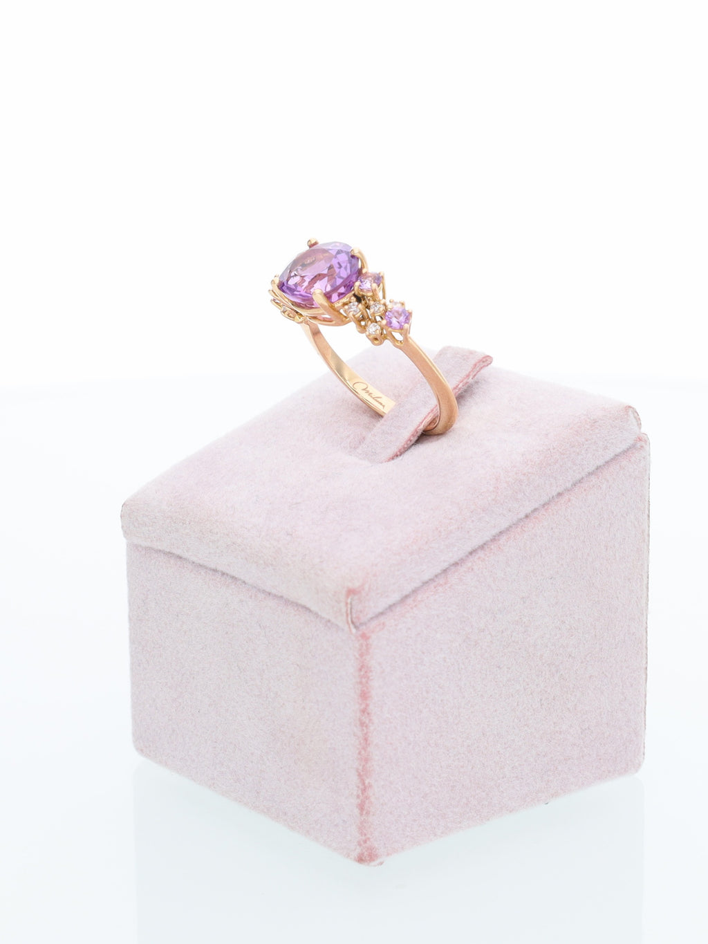 Anello oro rosa 18kt con ametiste e Diamanti - marcato Miluna