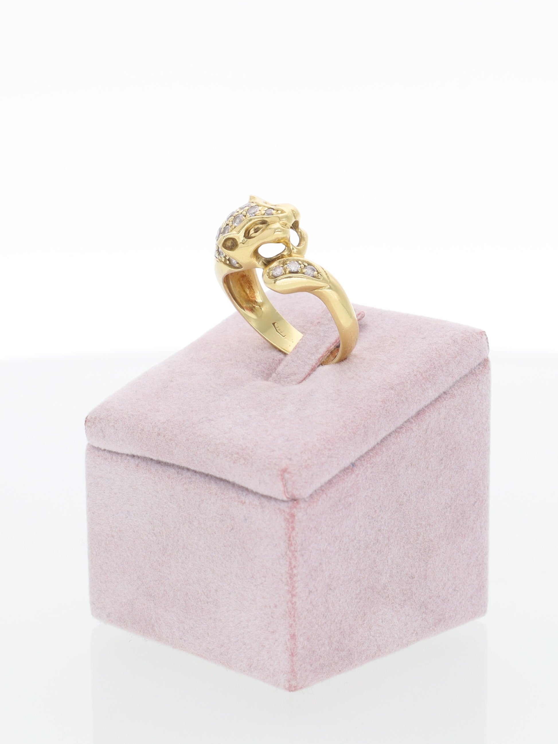 Anello Pantera in Oro Giallo 18 kt con Zirconi