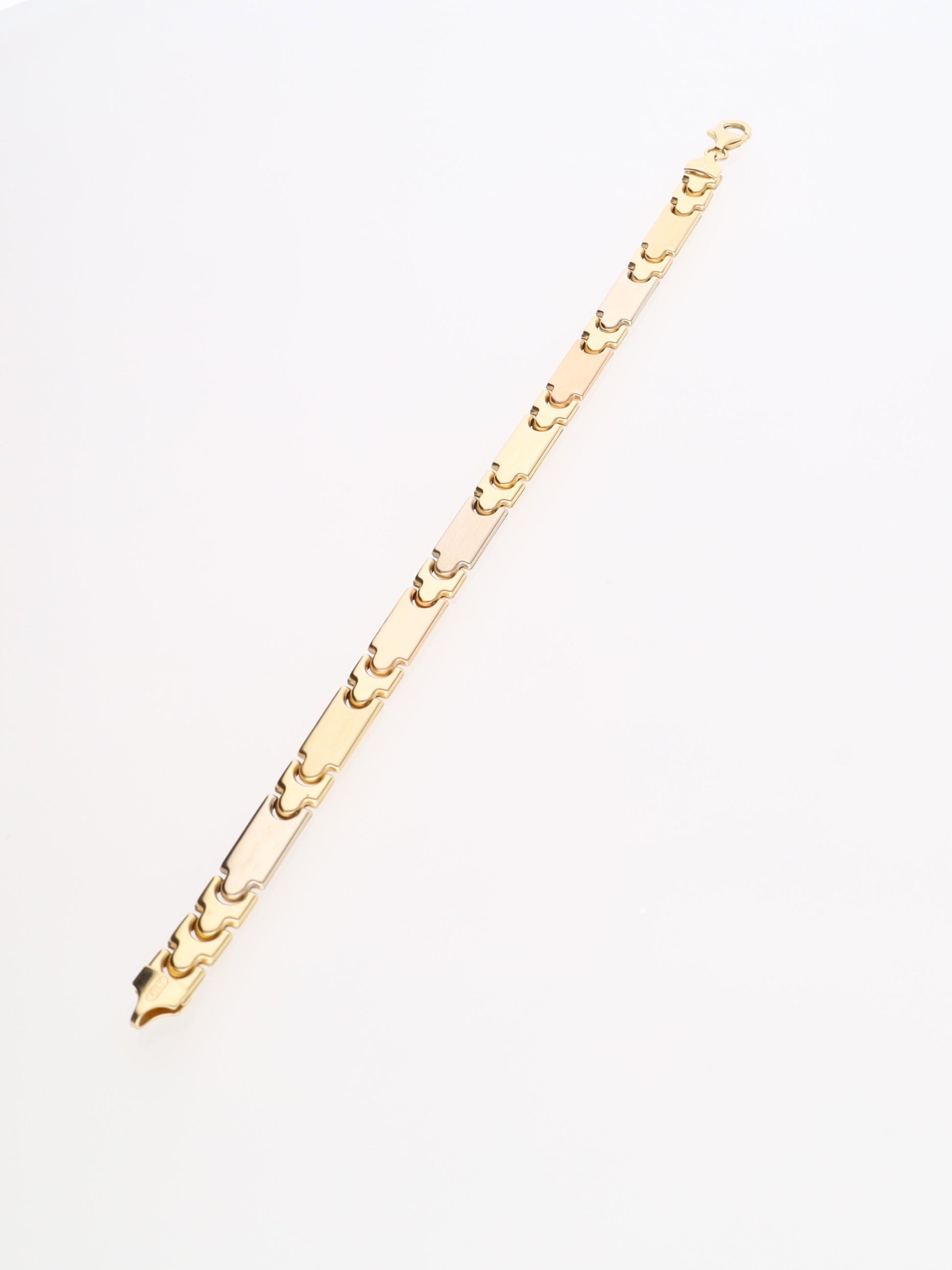 Bracciale a piastre in Oro Giallo Bianco e Rosa