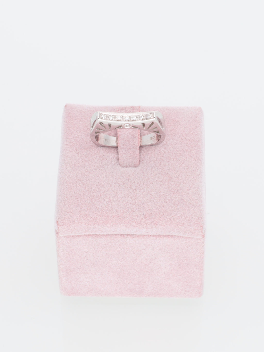 Anello Veretta in Oro Bianco 18 kt con Fantasia di Brillanti