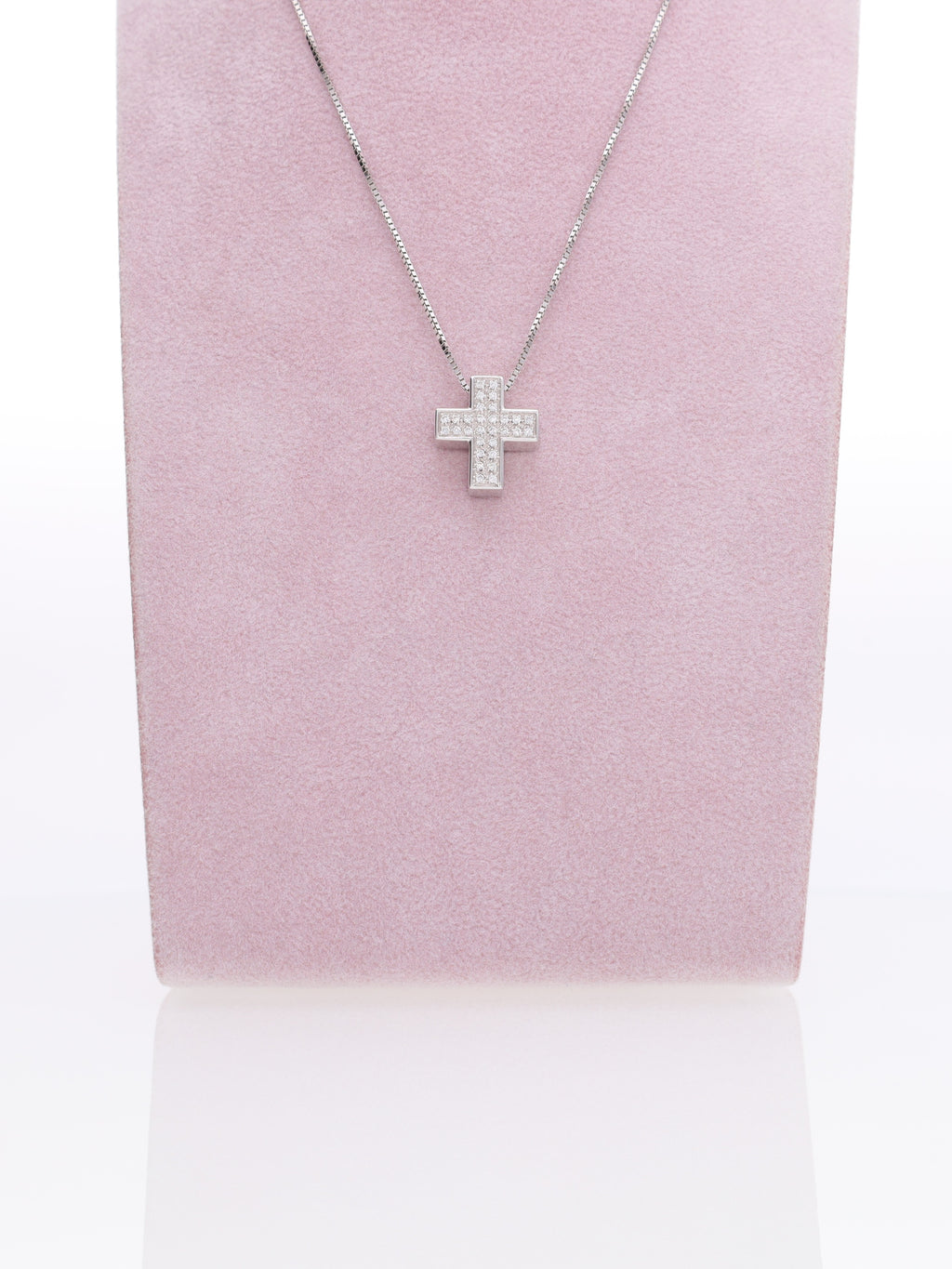 Collana oro bianco 18kt con croce diamantata - marcato Salvini