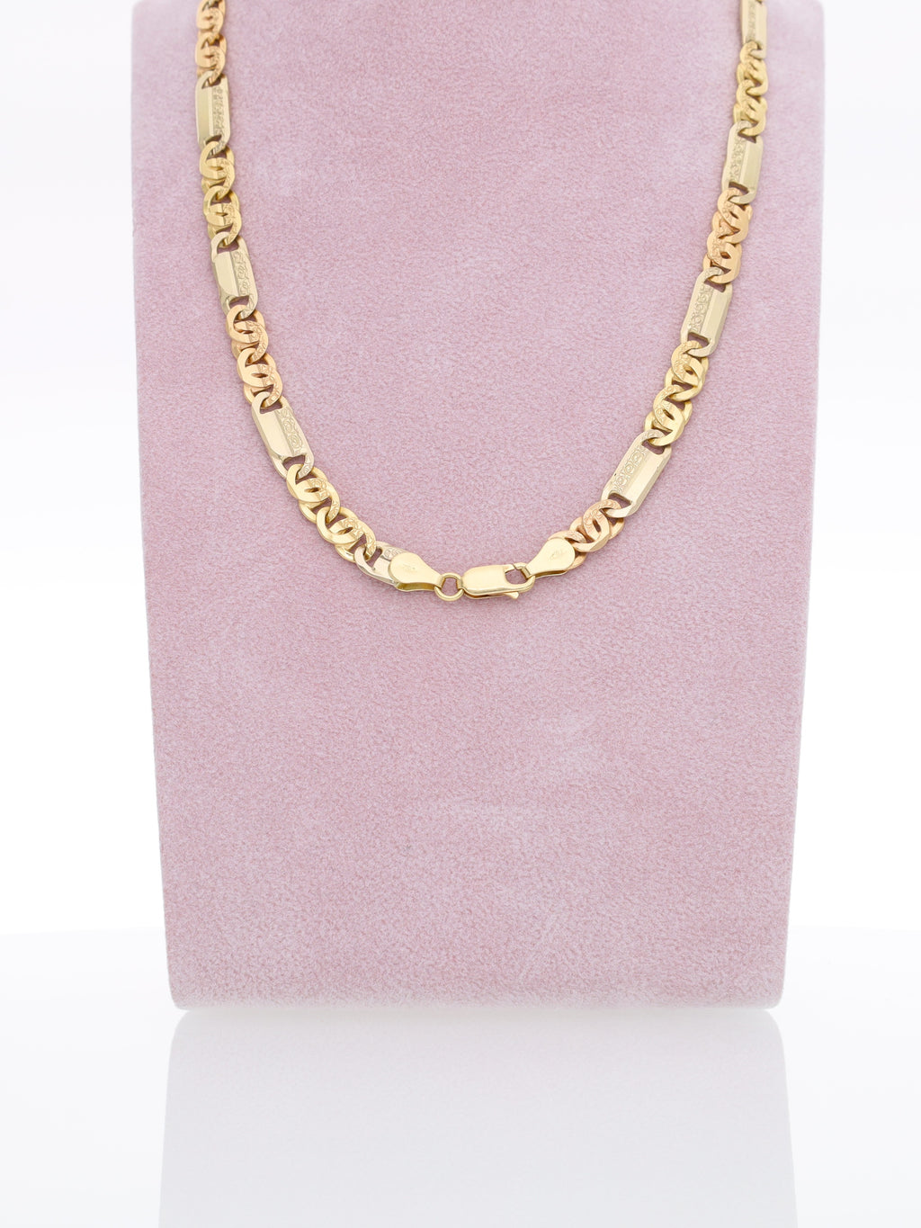 Collana due ori 18kt - Maglie piatte alternate