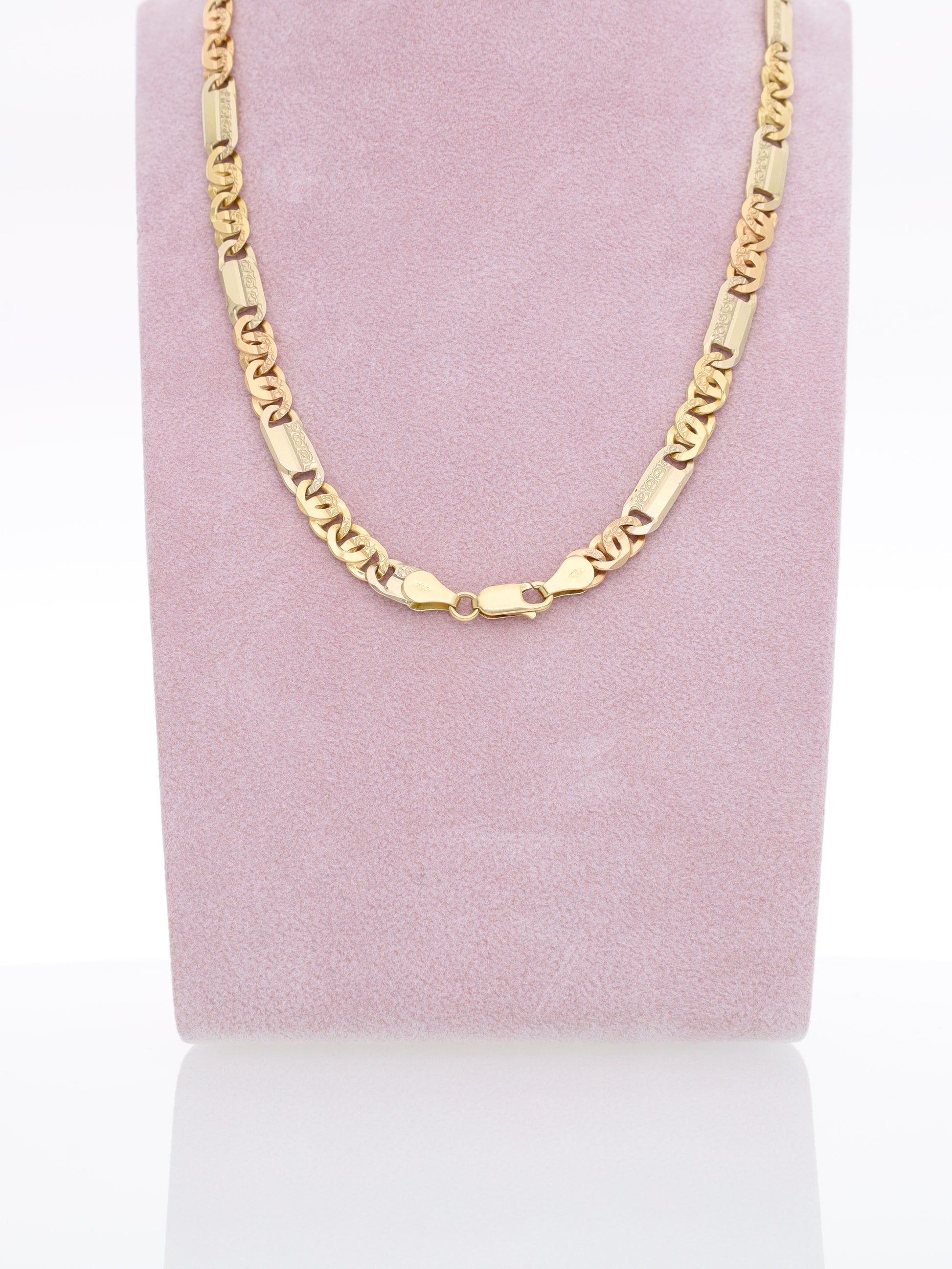 Collana due ori 18kt - Maglie piatte alternate