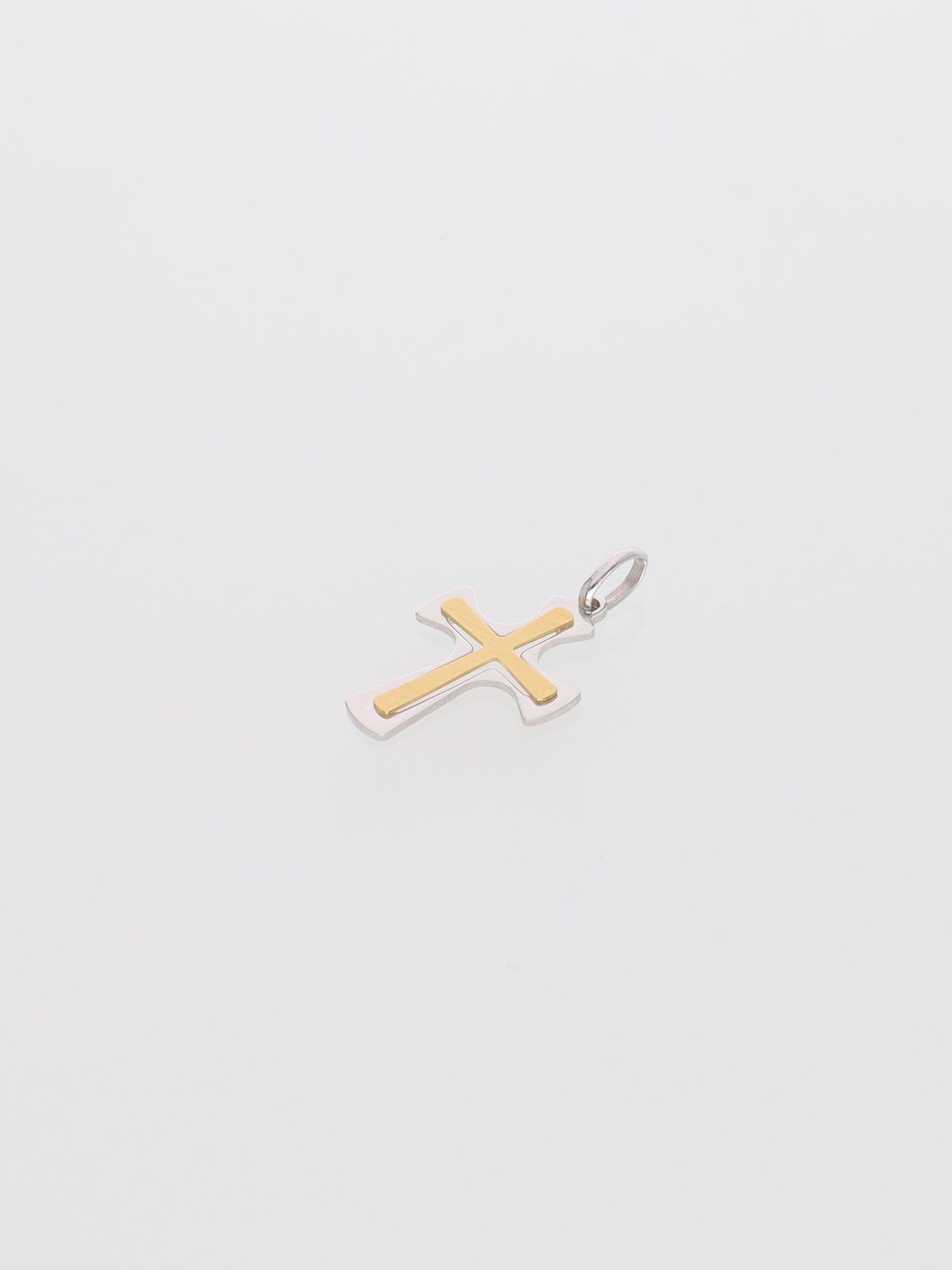 Ciondolo croce due ori 18kt - design moderno