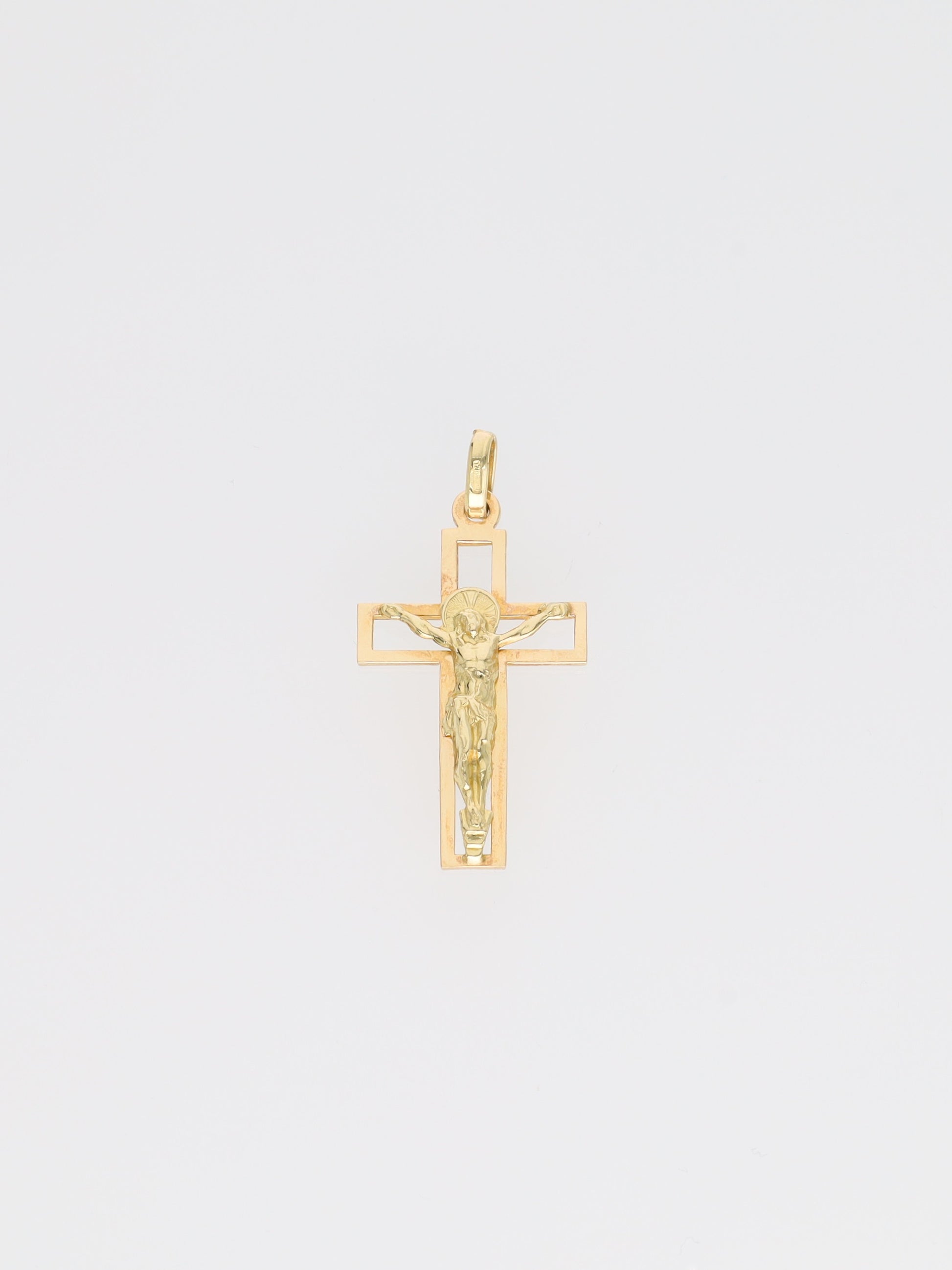 Ciondolo crocifisso oro giallo 18kt - croce squadrata