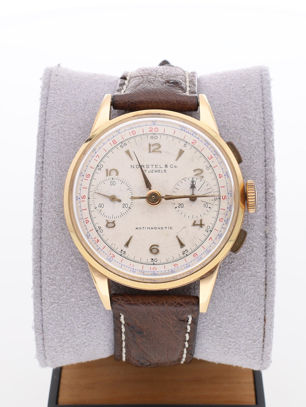 Orologio Norstel & co. Chrono in oro rosa18kt con cinturino in pelle di struzzo