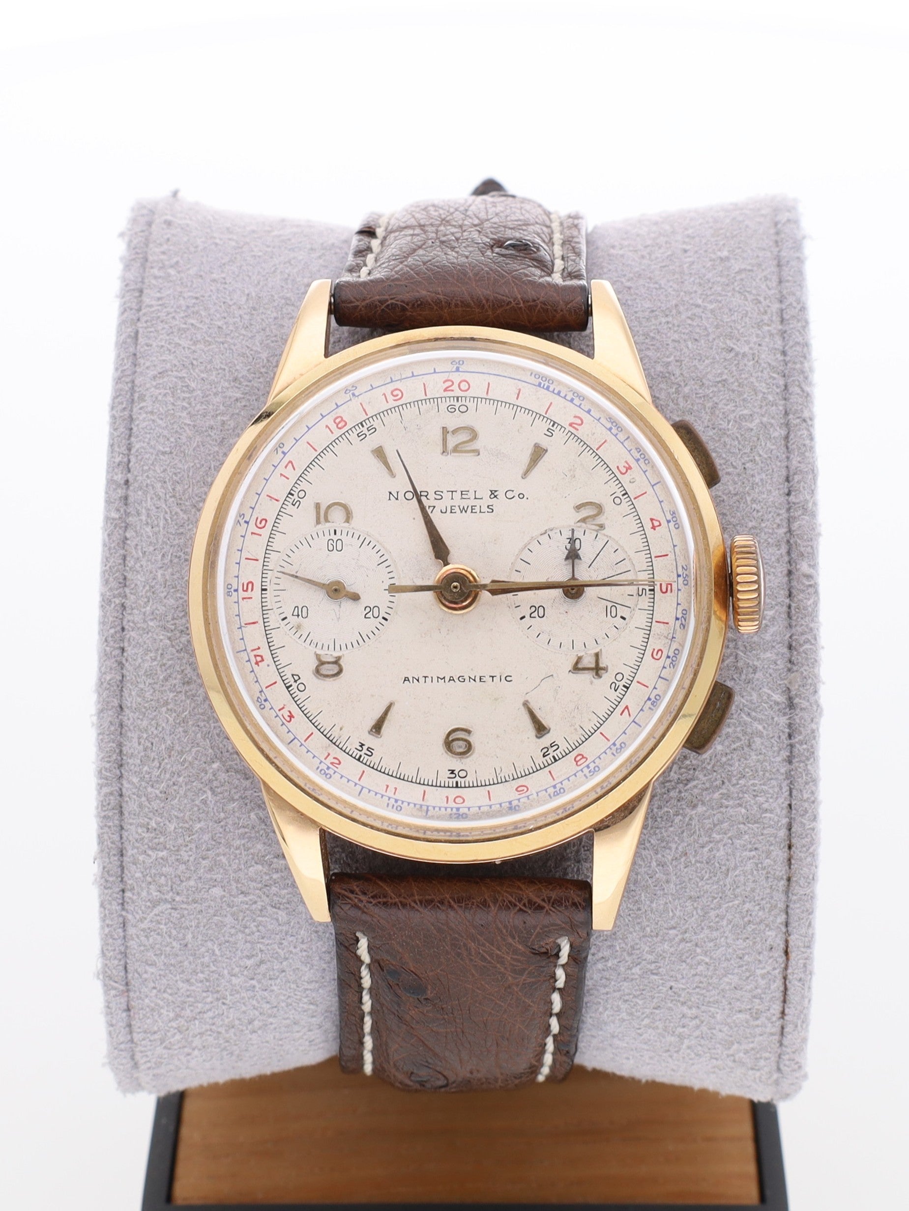 Orologio Norstel & co. Chrono in oro rosa18kt con cinturino in pelle di struzzo