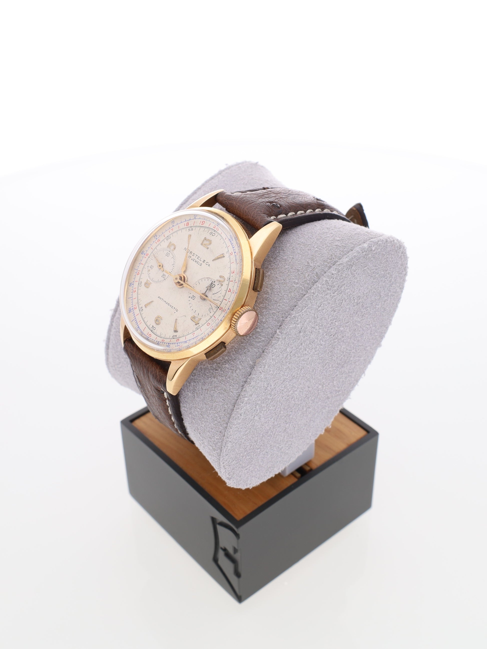 Orologio Norstel & co. Chrono in oro rosa18kt con cinturino in pelle di struzzo