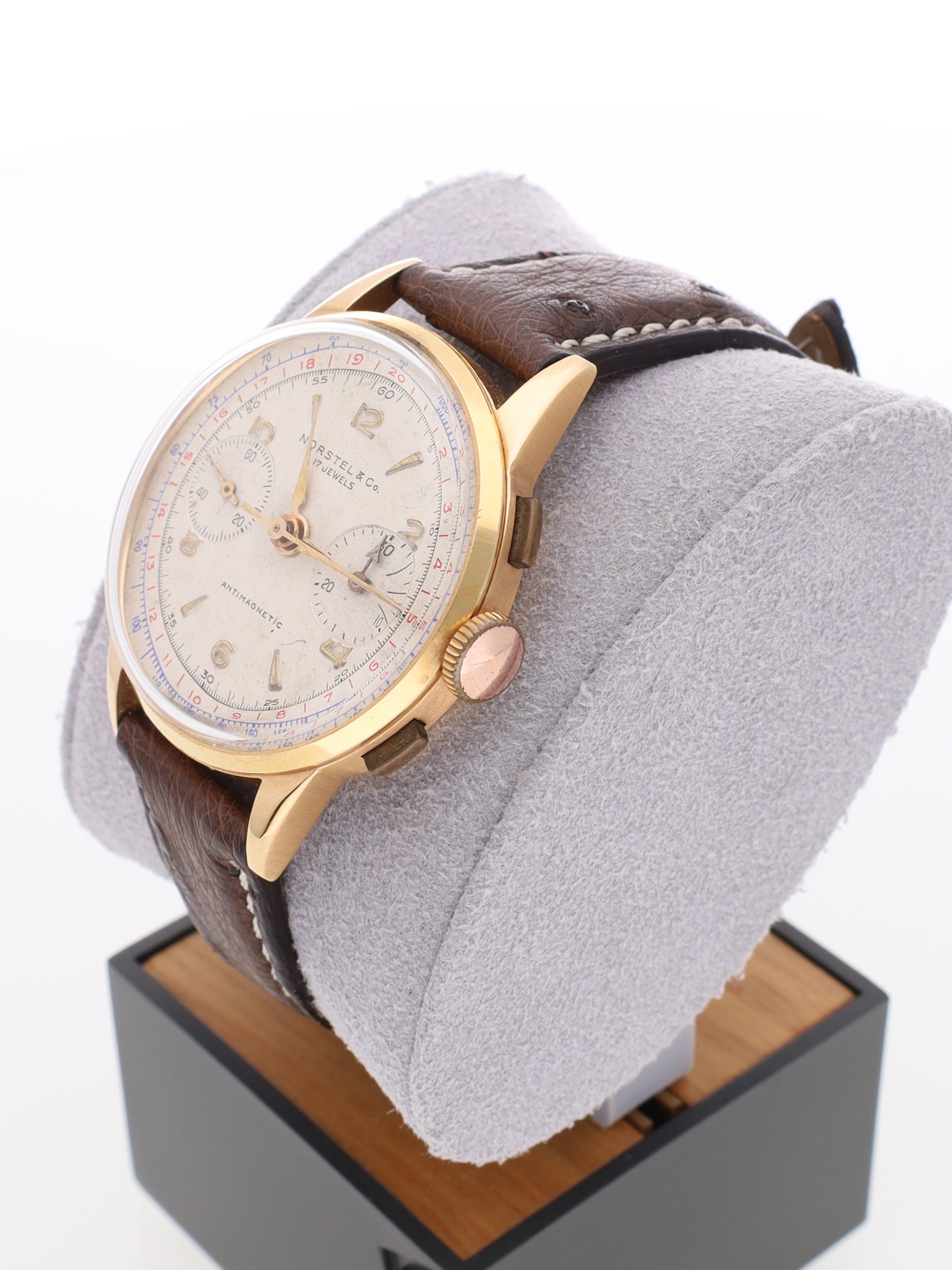 Orologio Norstel & co. Chrono in oro rosa18kt con cinturino in pelle di struzzo