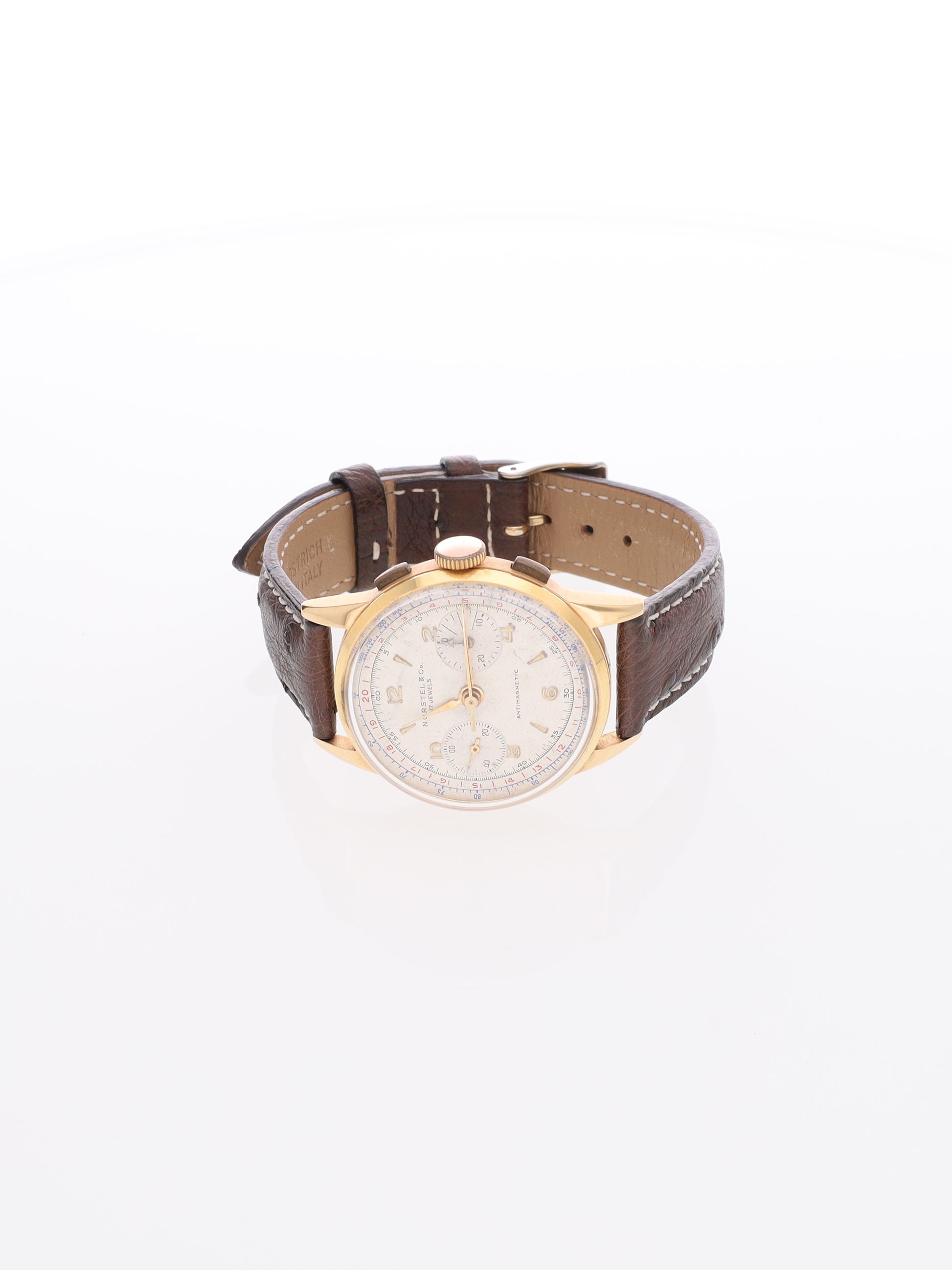 Orologio Norstel & co. Chrono in oro rosa18kt con cinturino in pelle di struzzo