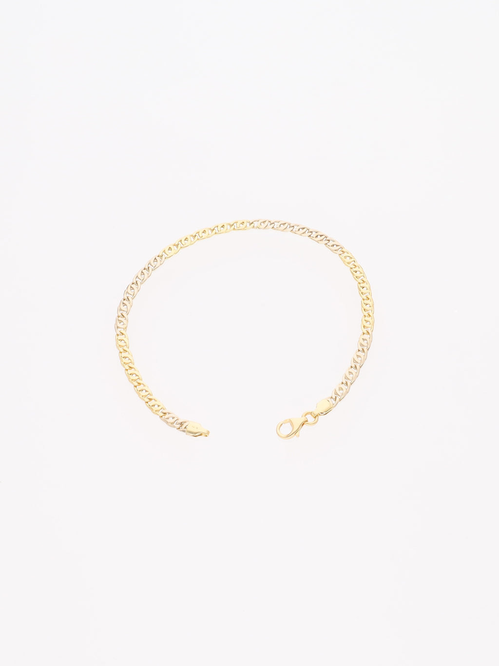 Bracciale in Oro Bianco e Giallo - Maglia occhio di tigre