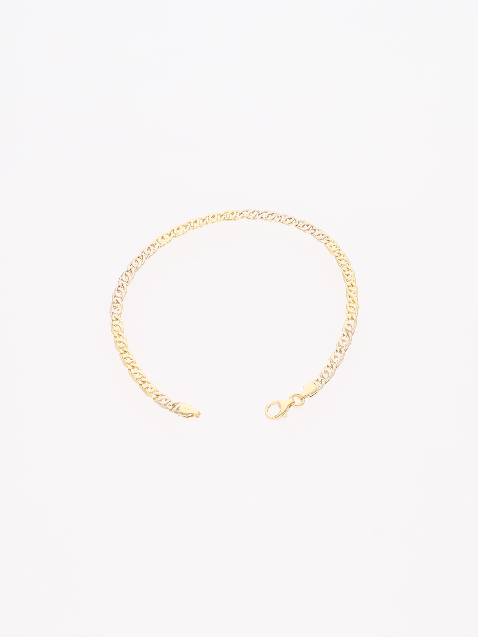 Bracciale in Oro Bianco e Giallo - Maglia occhio di tigre