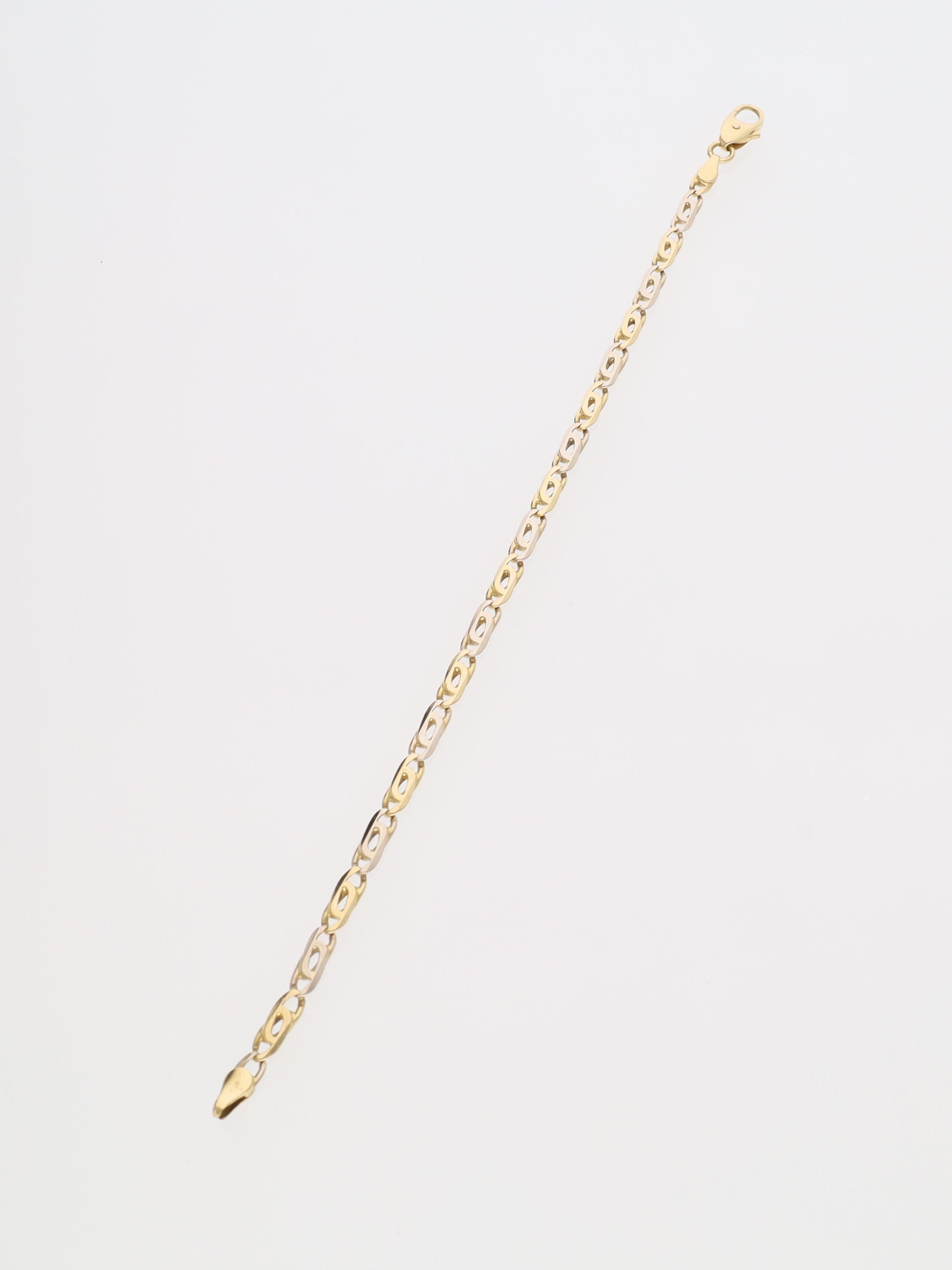 Bracciale in Oro Giallo e Bianco 18 kt - Maglia alternata occhio di Pernice