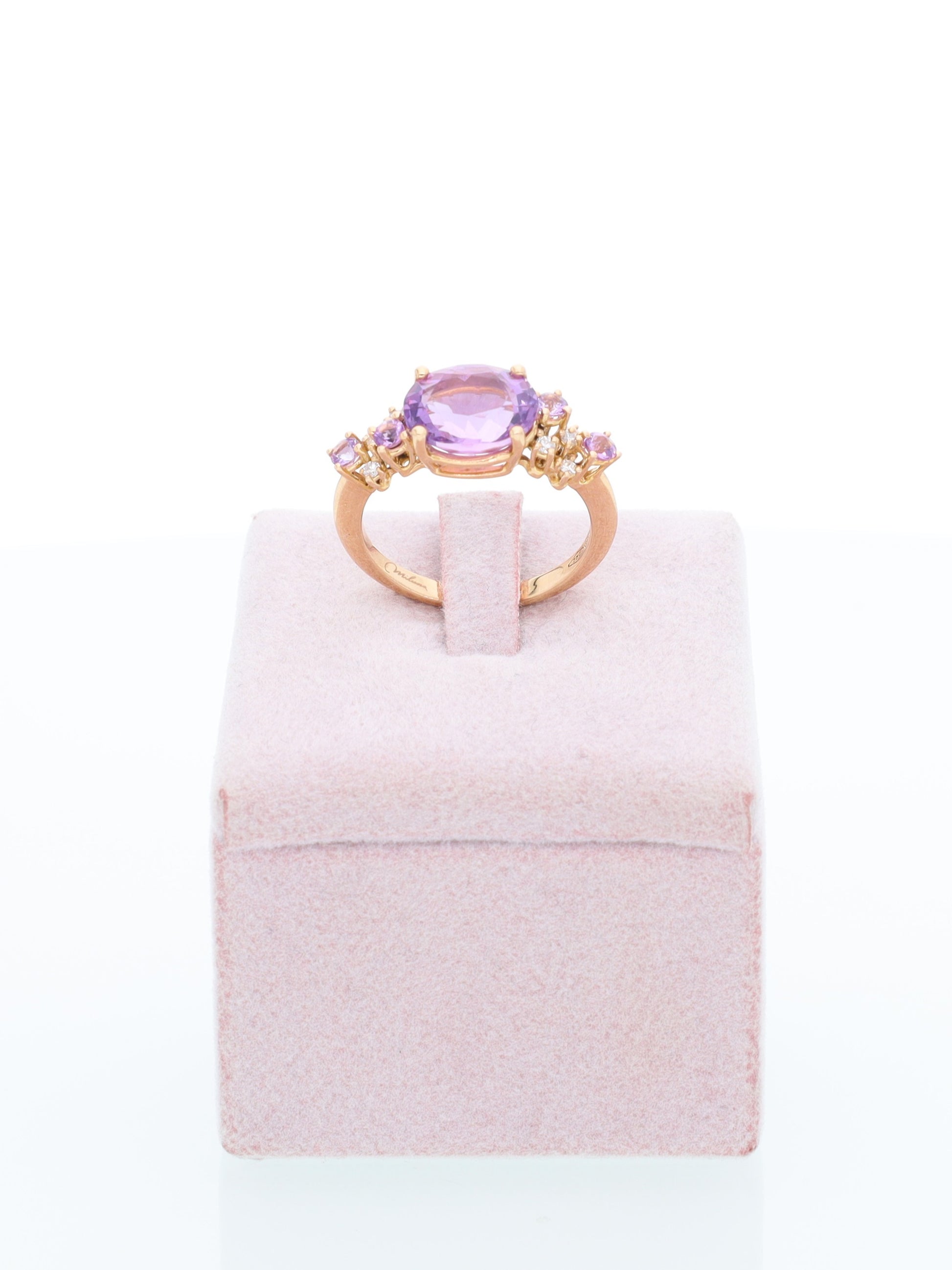 Anello oro rosa 18kt con ametiste e Diamanti - marcato Miluna