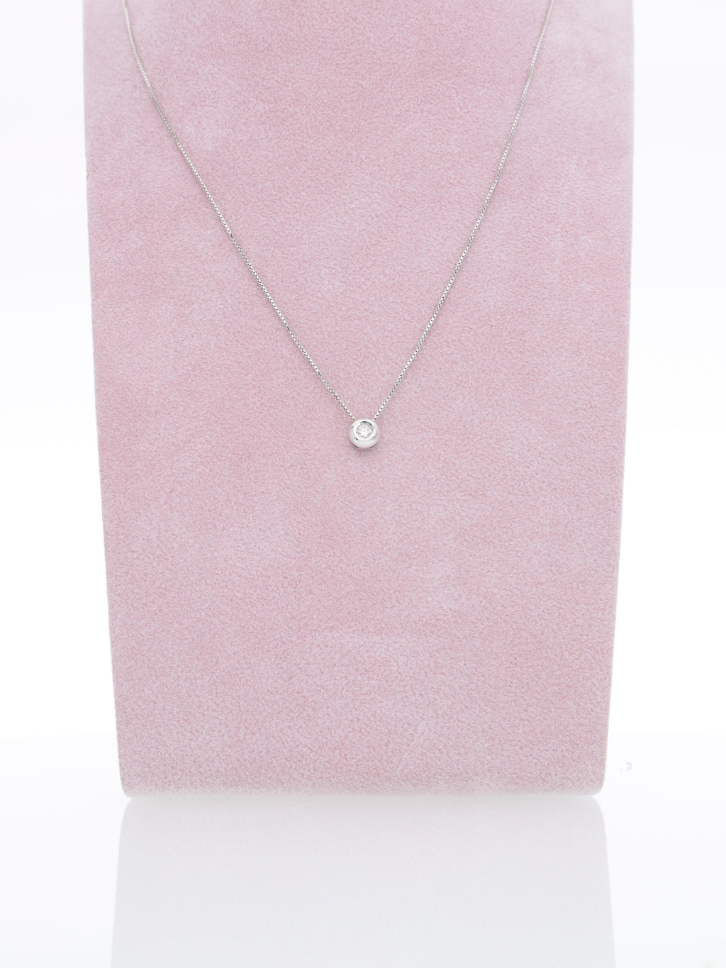 Catenina in oro bianco 18kt con punto luce - Diamante 0.10ct