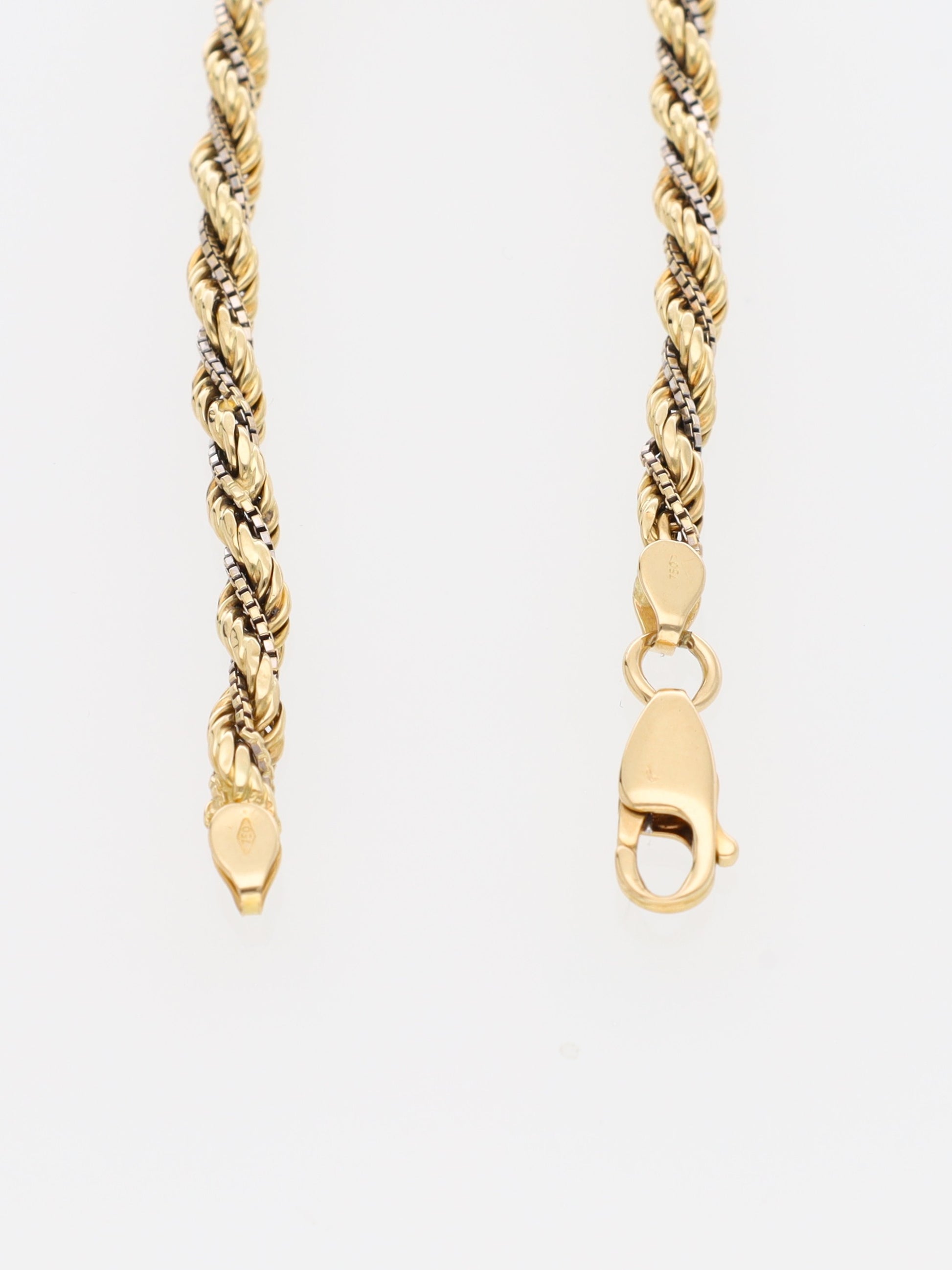 Bracciale in Oro Giallo e Bianco 18 kt - maglia fune intrecciata