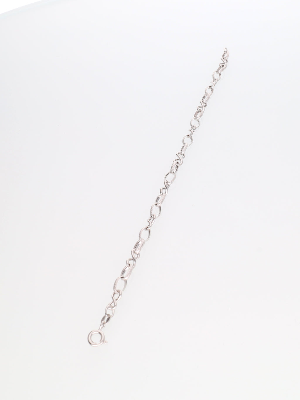 Bracciale in Oro Bianco 18 kt - maglie ovali alternate microincise