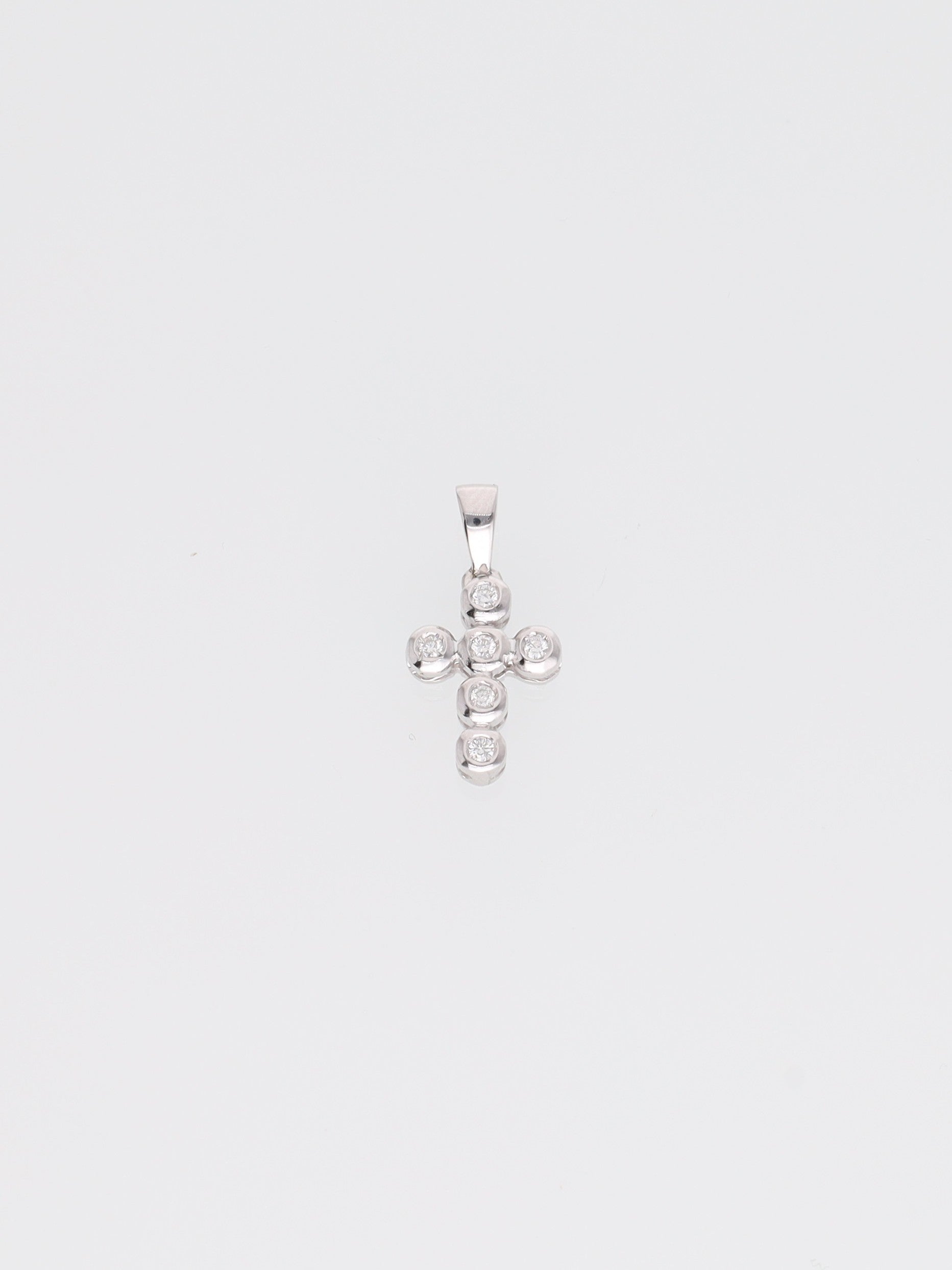 Ciondolo croce con brillanti oro bianco 18kt