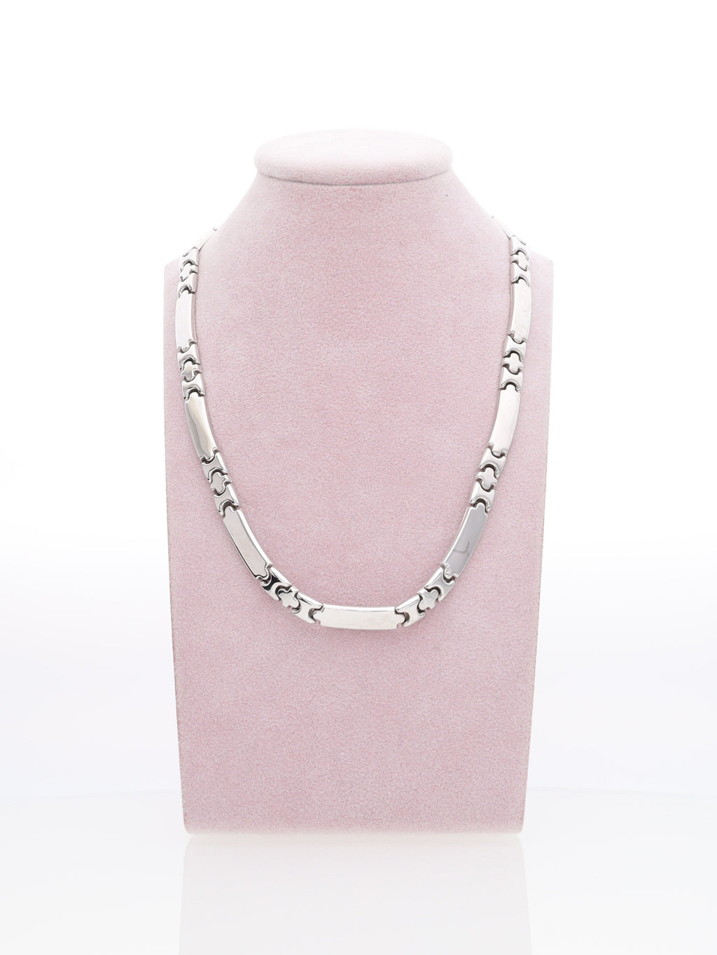 Collana Girocollo in Oro Bianco 18 kt - Maglia piastre piatte