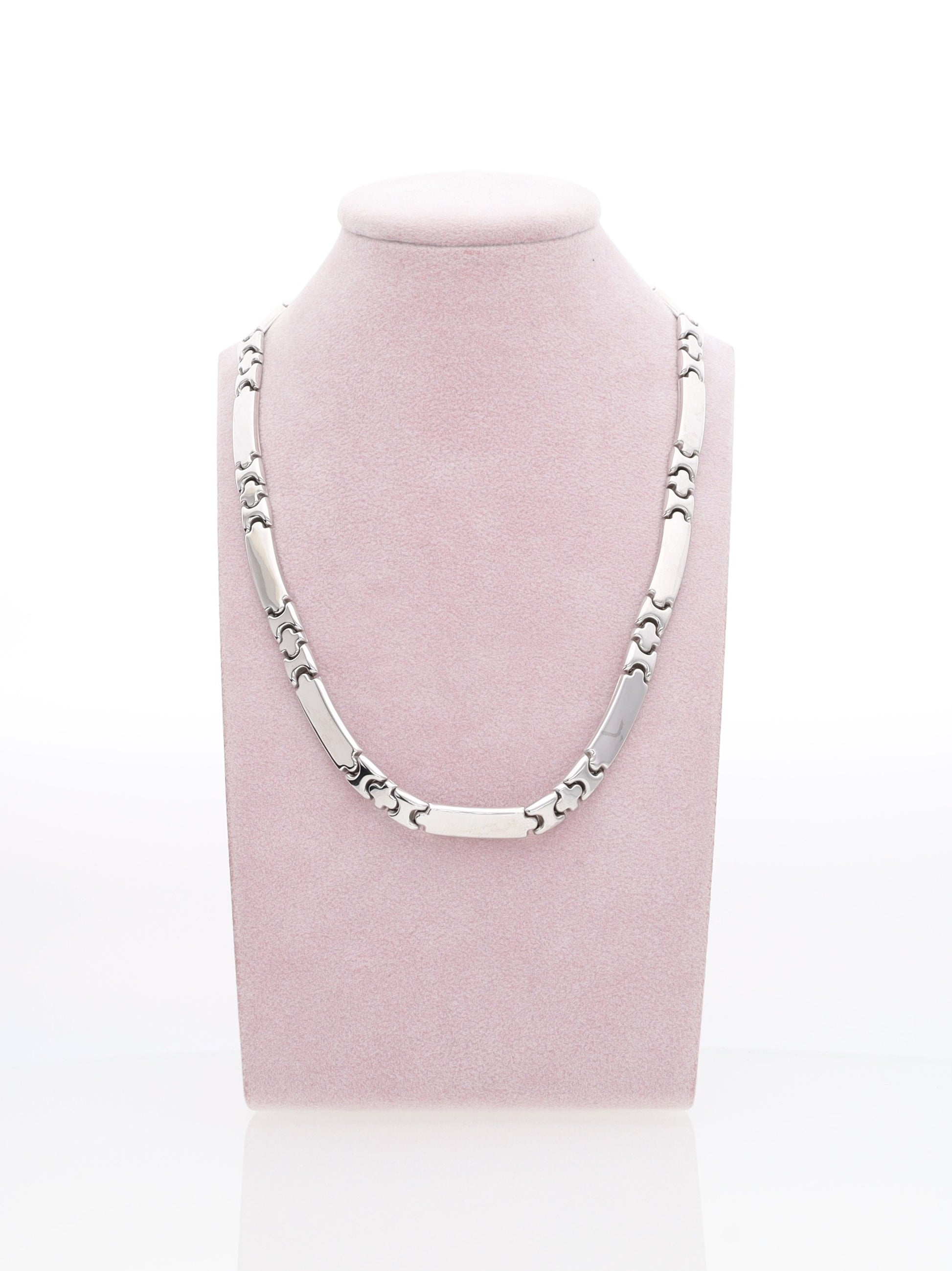 Collana Girocollo in Oro Bianco 18 kt - Maglia piastre piatte