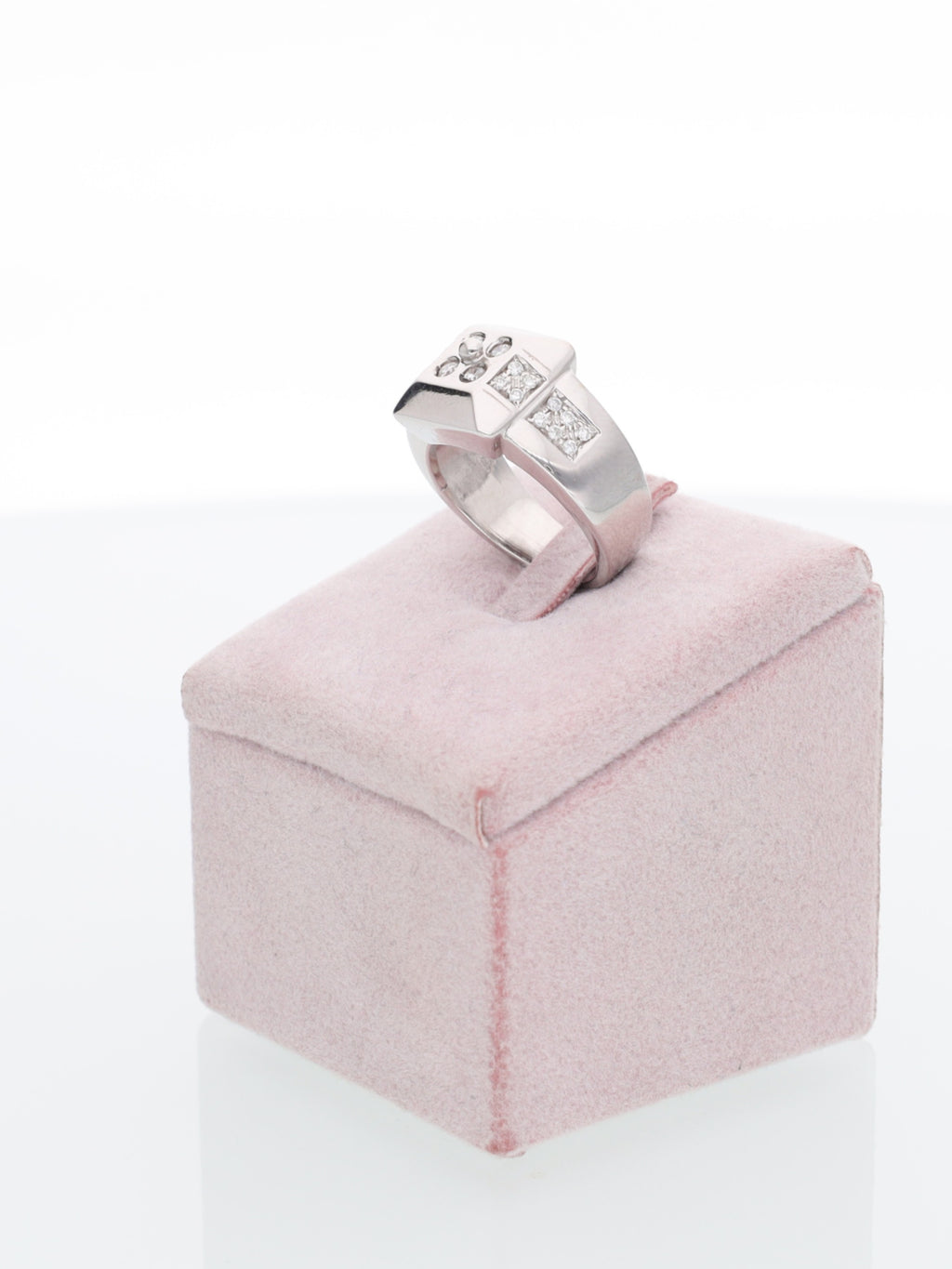 Anello squadrato in Oro Bianco 18kt con Diamanti