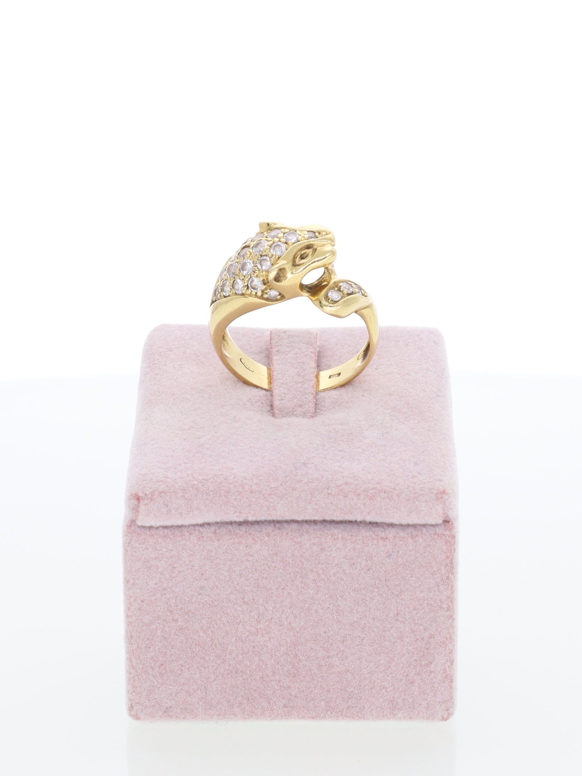 Anello Pantera in Oro Giallo 18 kt con Zirconi