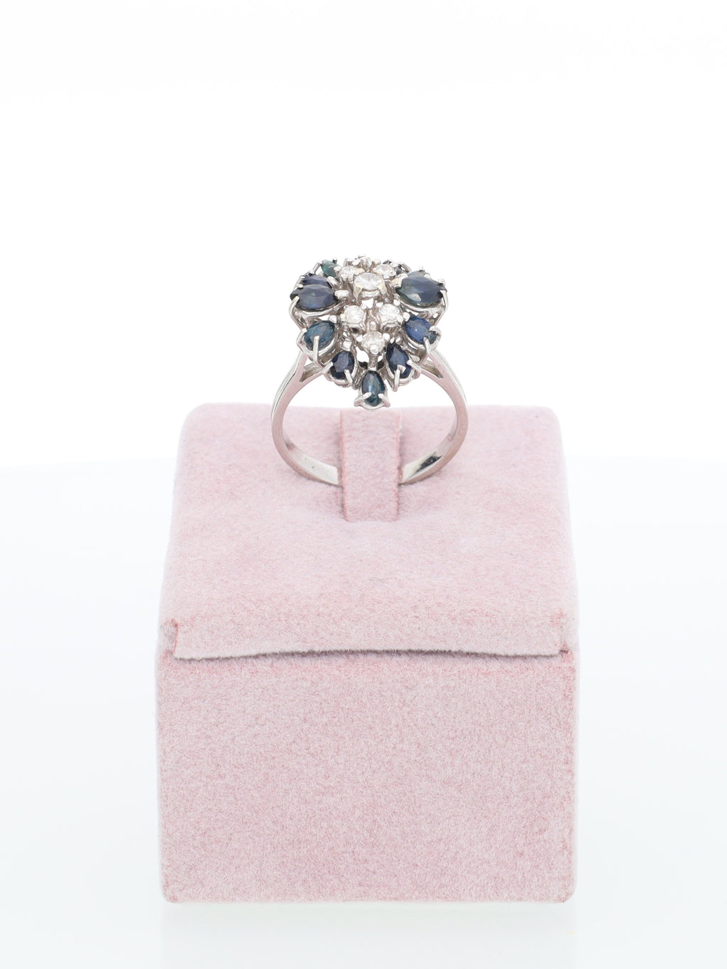 Anello in Oro Bianco 18 kt con Zaffiri e Diamanti