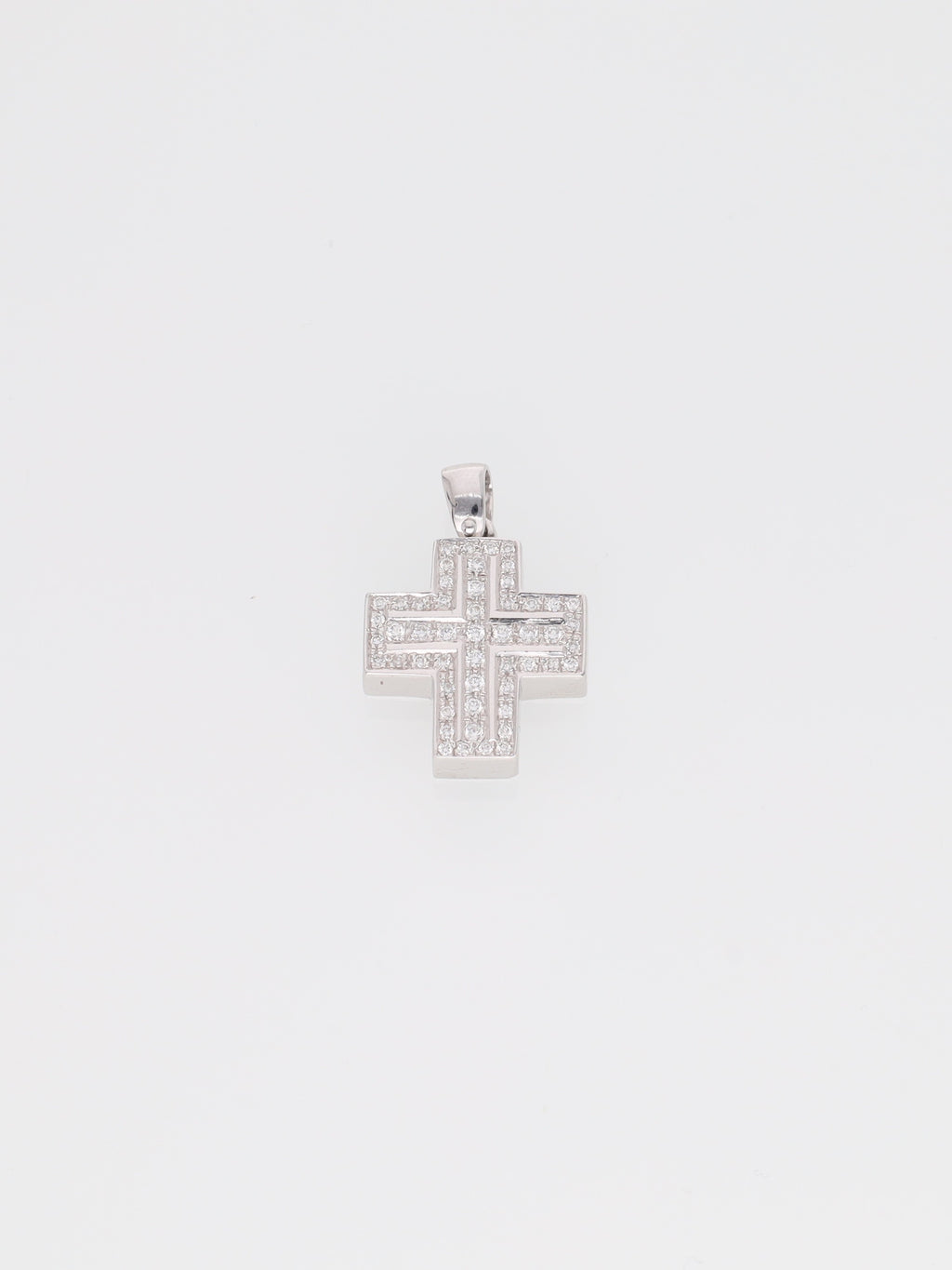 Ciondolo croce in oro bianco 18kt con diamanti