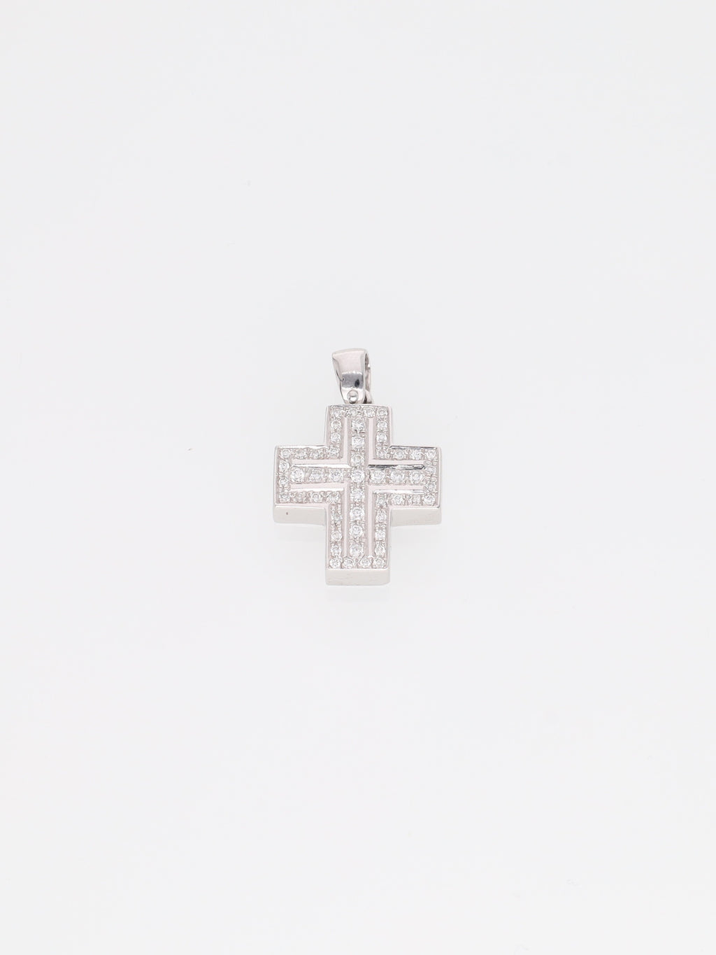 Ciondolo croce in oro bianco 18kt con diamanti