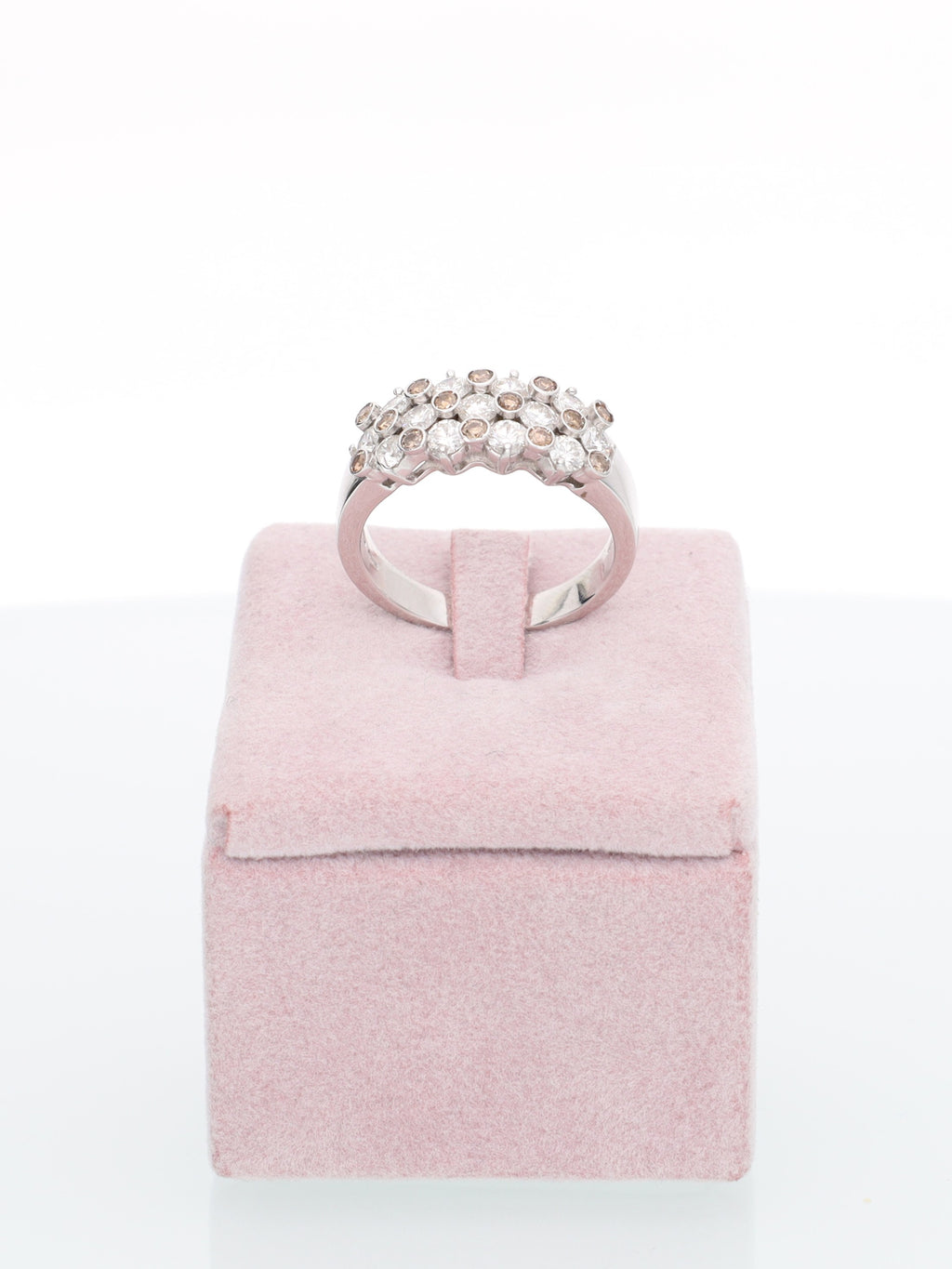 Anello in Oro Bianco 18kt con Diamanti bicolore