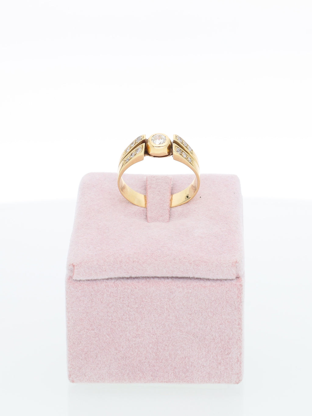 Anello Solitario in Oro Giallo 18 kt con diamanti